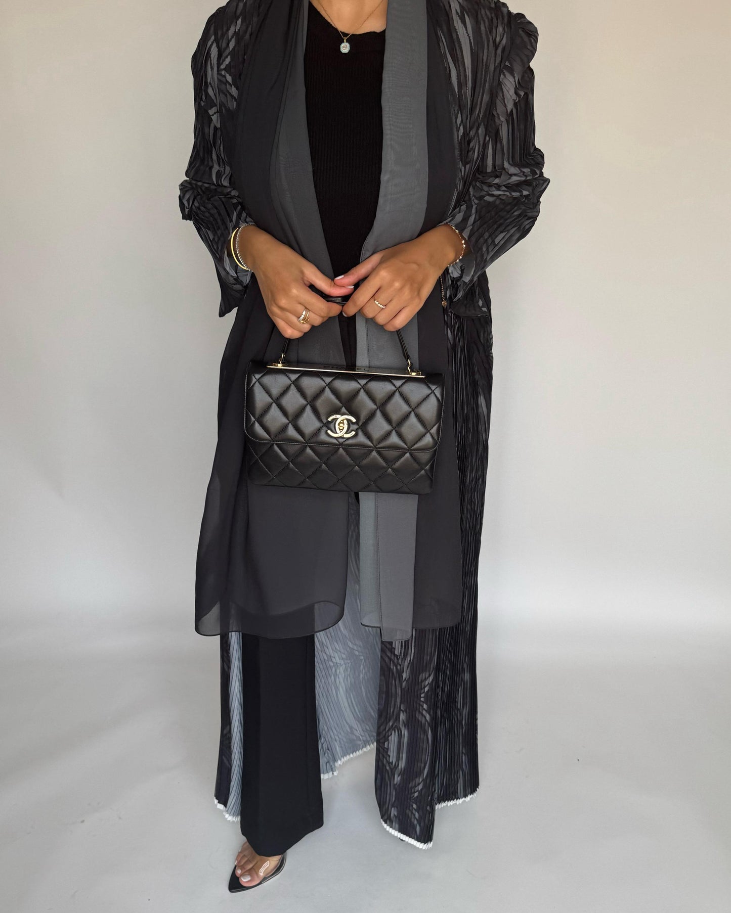 A460 - Pleated Summary Abaya with Ombre Head Scarf