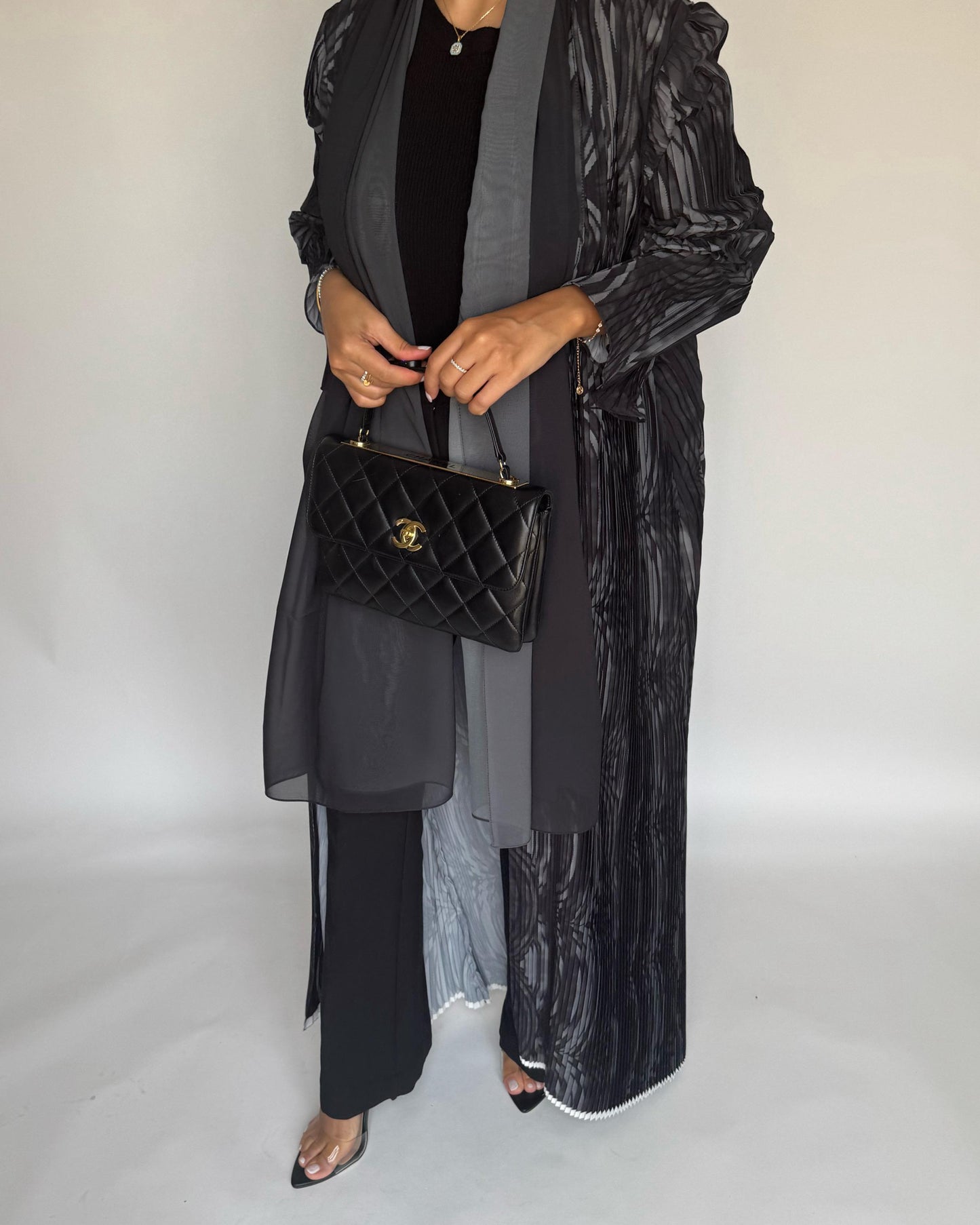 A460 - Pleated Summary Abaya with Ombre Head Scarf