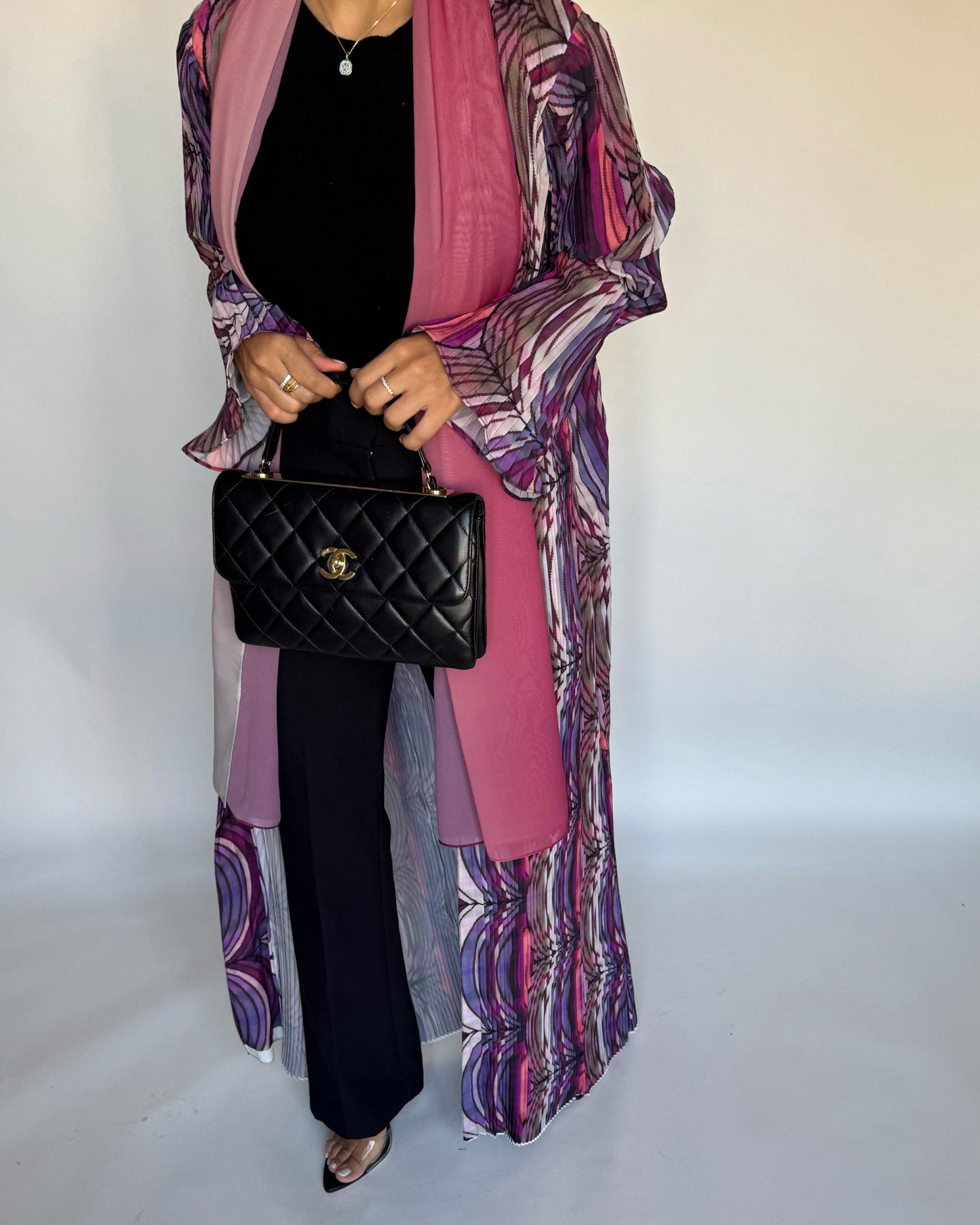 A458 - Pleated Summary Abaya with Ombre Head Scarf