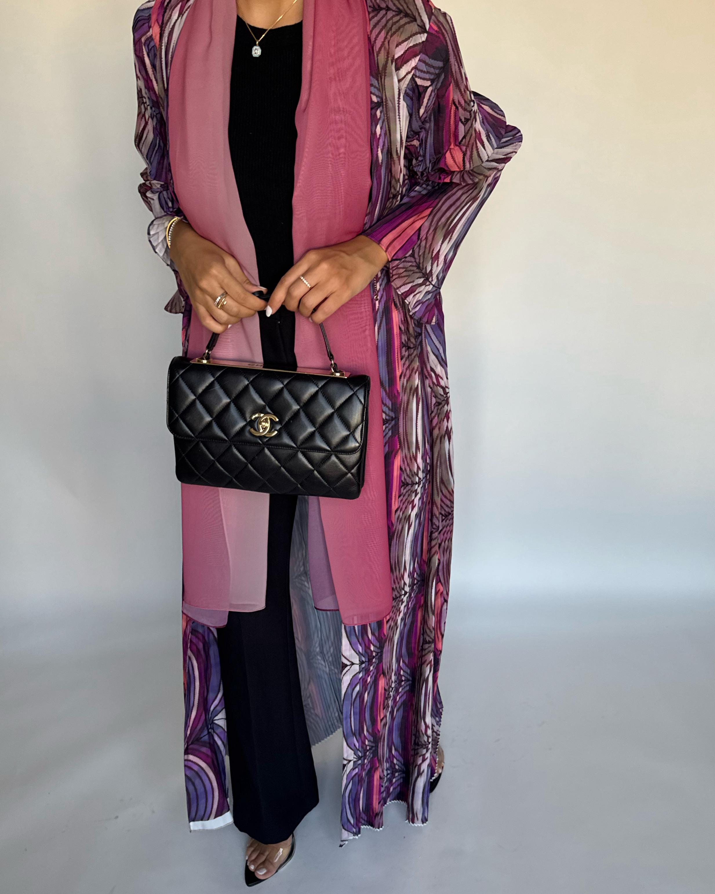 A458 - Pleated Summary Abaya with Ombre Head Scarf