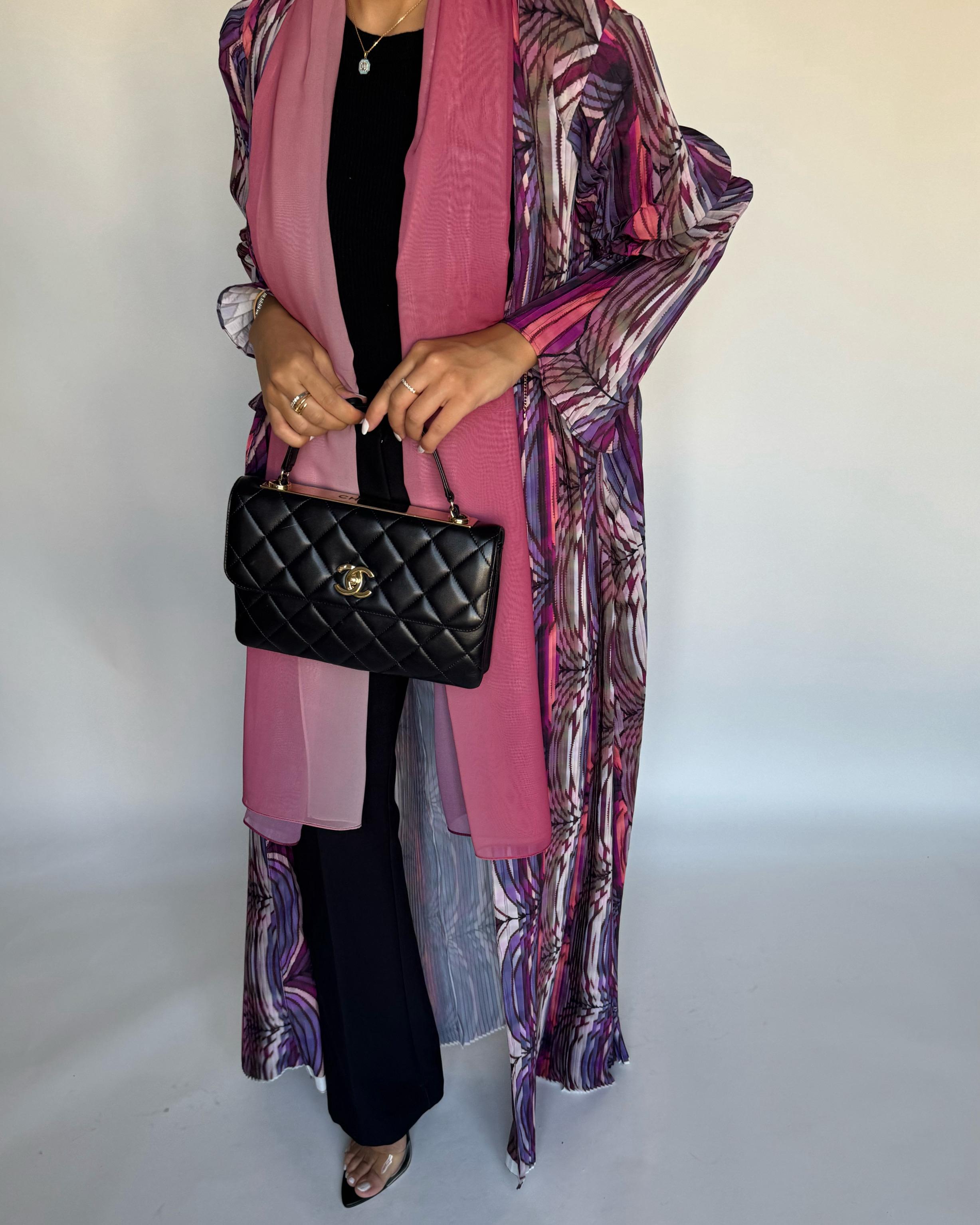A458 - Pleated Summary Abaya with Ombre Head Scarf
