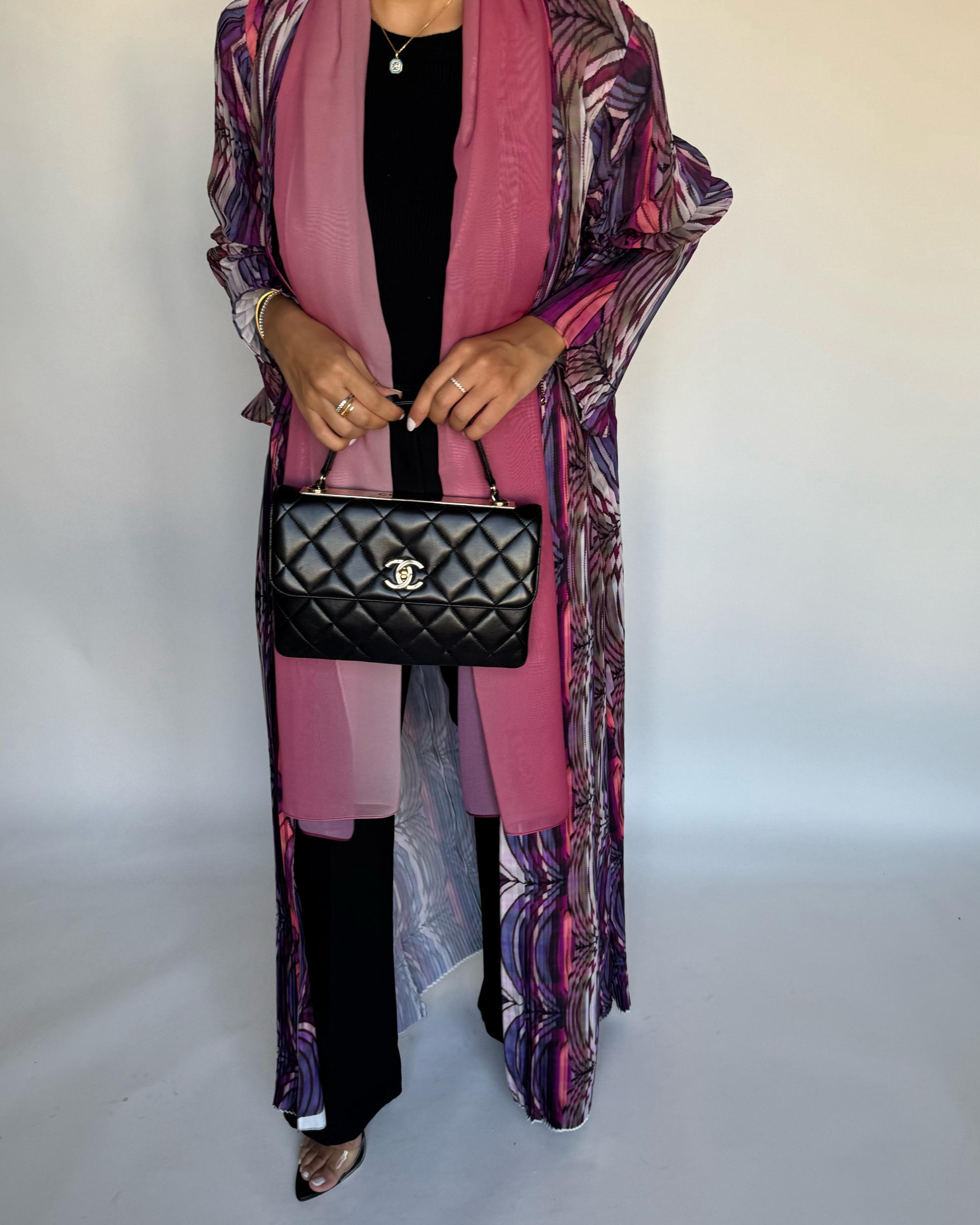A458 - Pleated Summary Abaya with Ombre Head Scarf