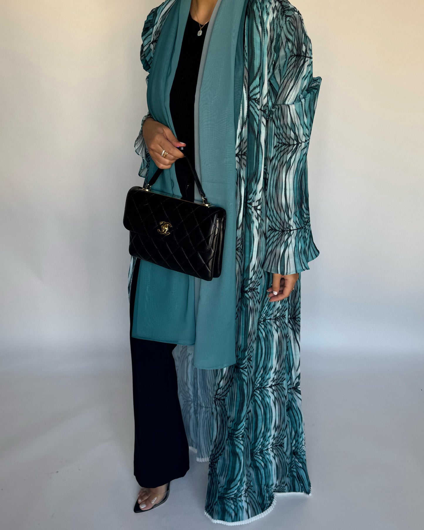 A459 - Pleated Summary Abaya with Ombre Head Scarf
