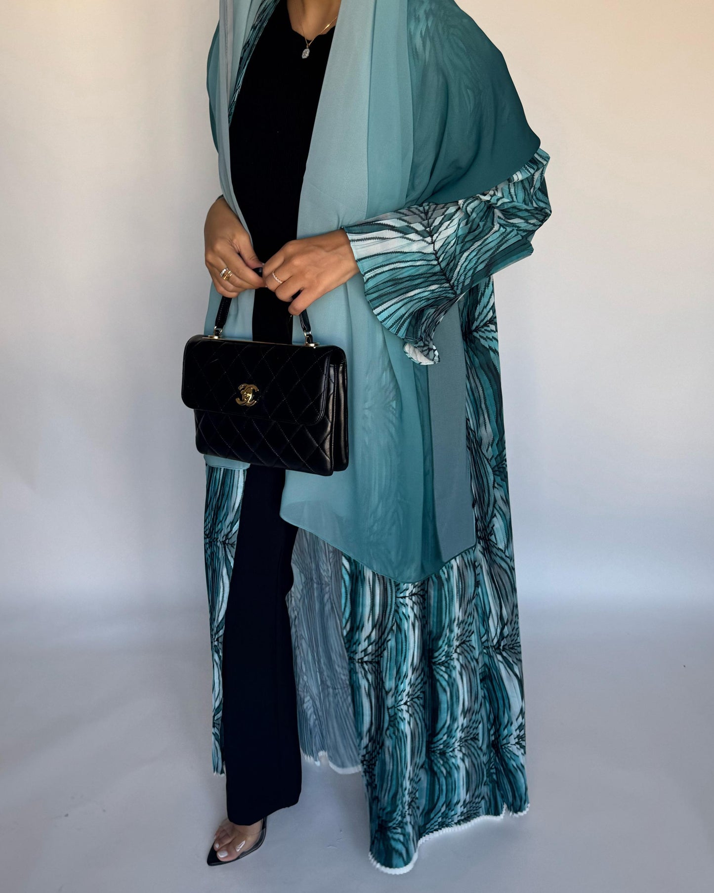 A459 - Pleated Summary Abaya with Ombre Head Scarf