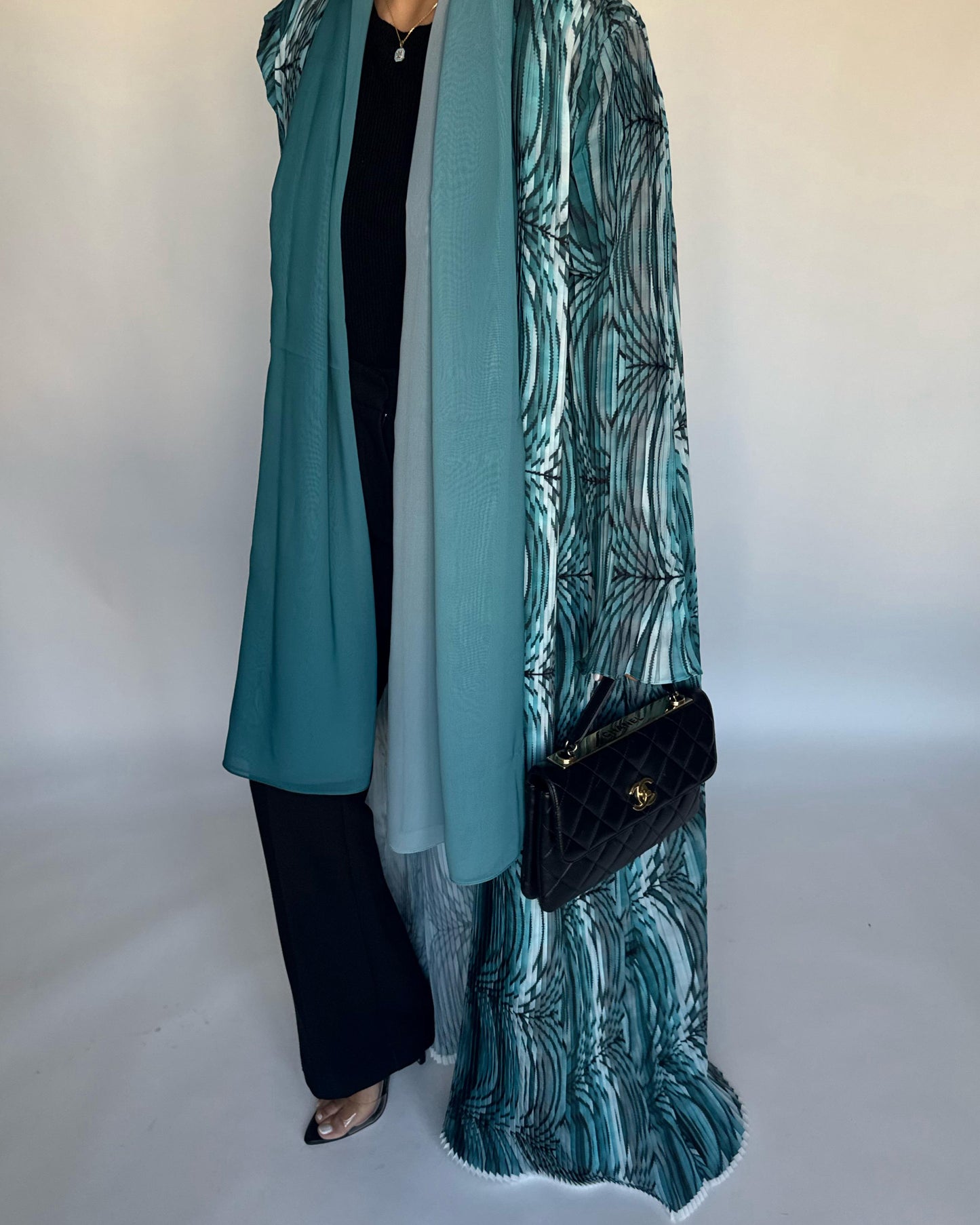 A459 - Pleated Summary Abaya with Ombre Head Scarf