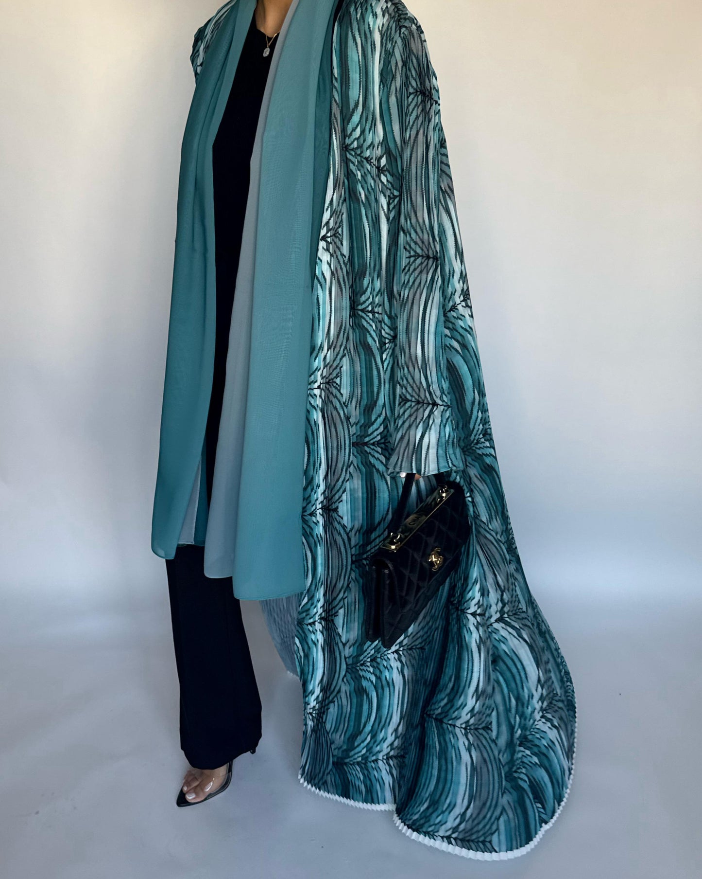 A459 - Pleated Summary Abaya with Ombre Head Scarf