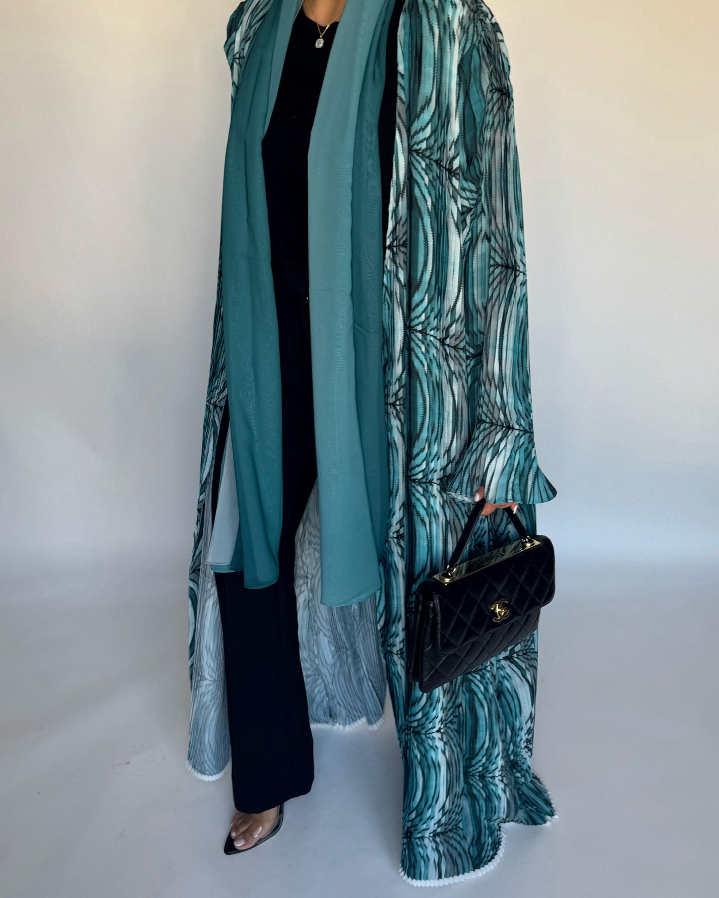 A459 - Pleated Summary Abaya with Ombre Head Scarf