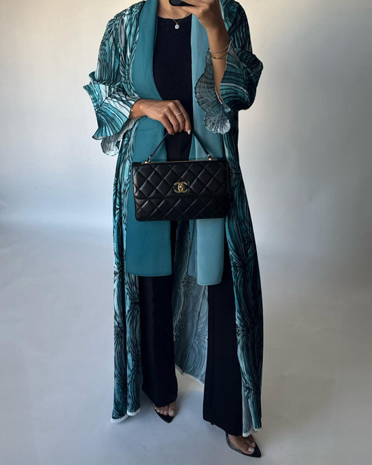A459 - Pleated Summary Abaya with Ombre Head Scarf