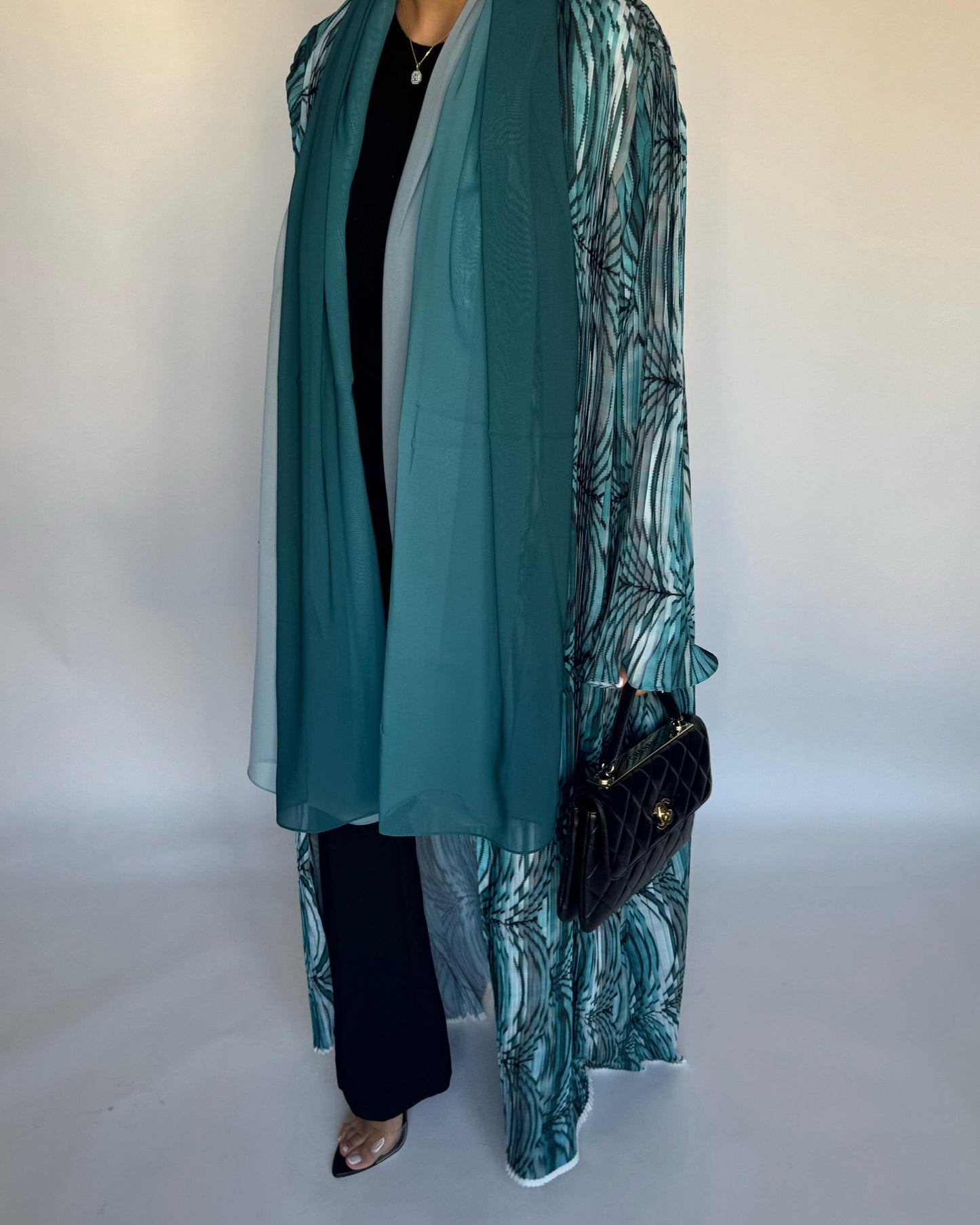 A459 - Pleated Summary Abaya with Ombre Head Scarf