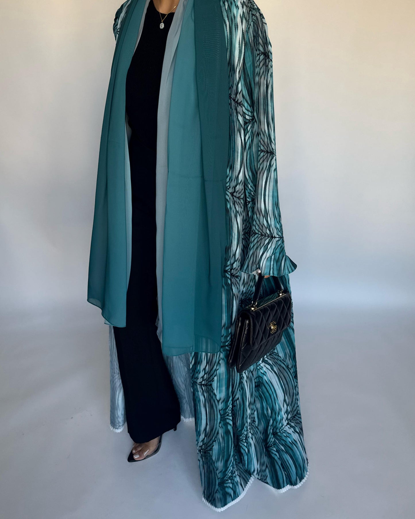 A459 - Pleated Summary Abaya with Ombre Head Scarf