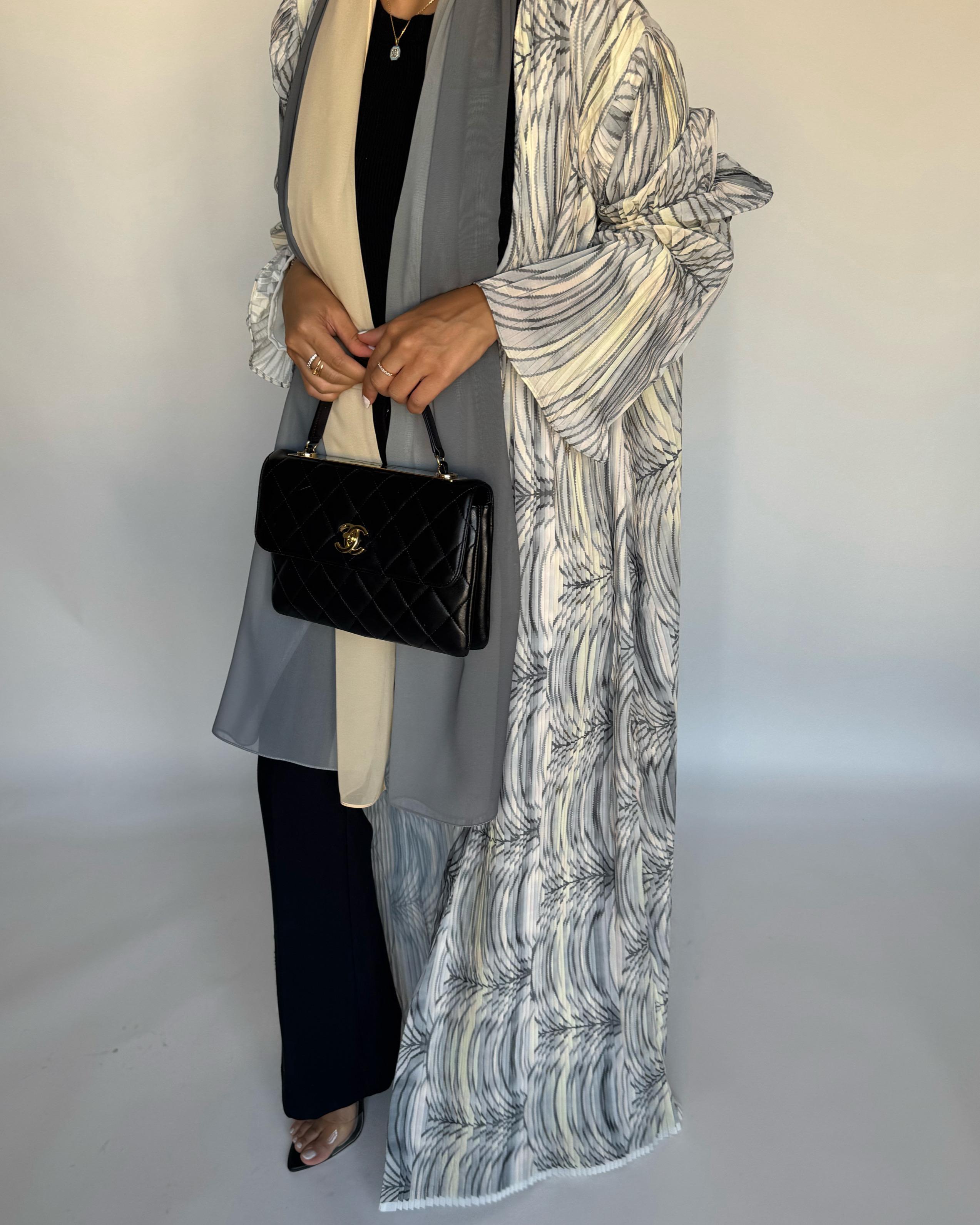 A457 - Pleated Summary Abaya with Ombre Head Scarf
