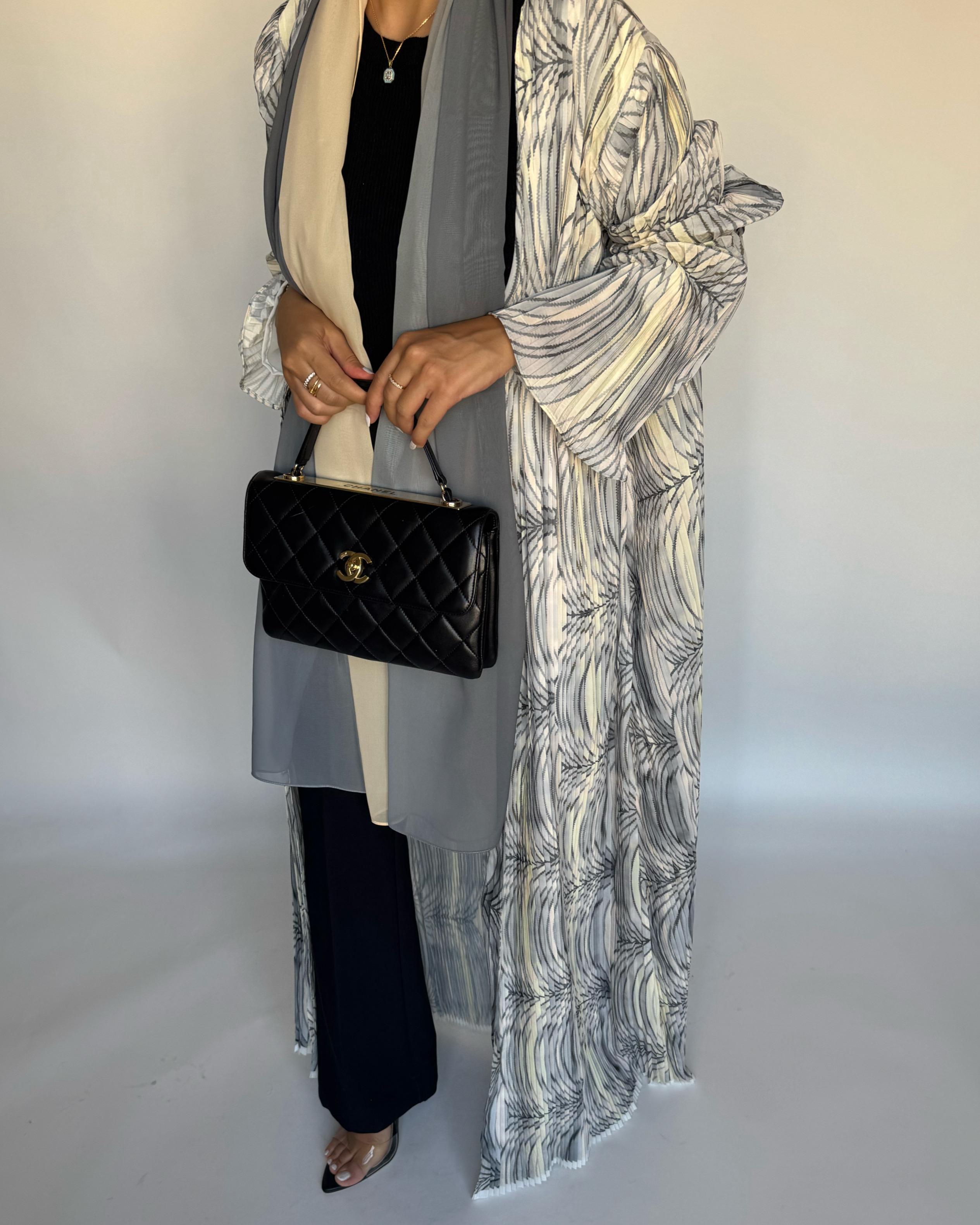 A457 - Pleated Summary Abaya with Ombre Head Scarf