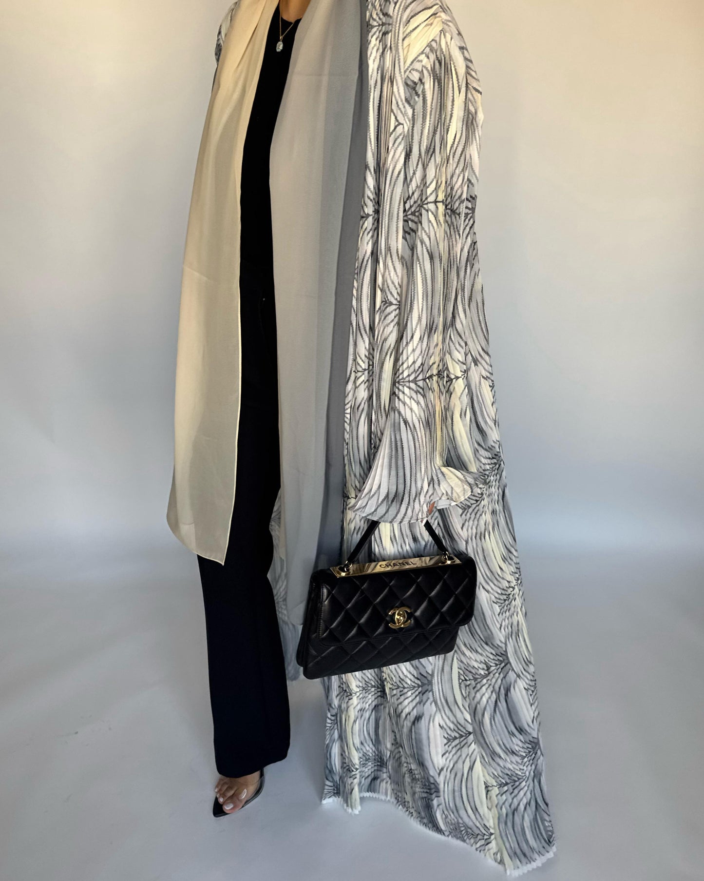 A457 - Pleated Summary Abaya with Ombre Head Scarf