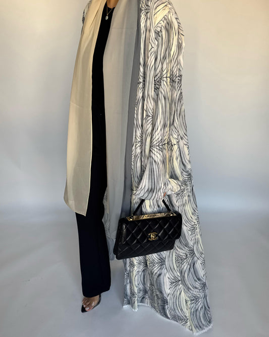 A457 - Pleated Summary Abaya with Ombre Head Scarf