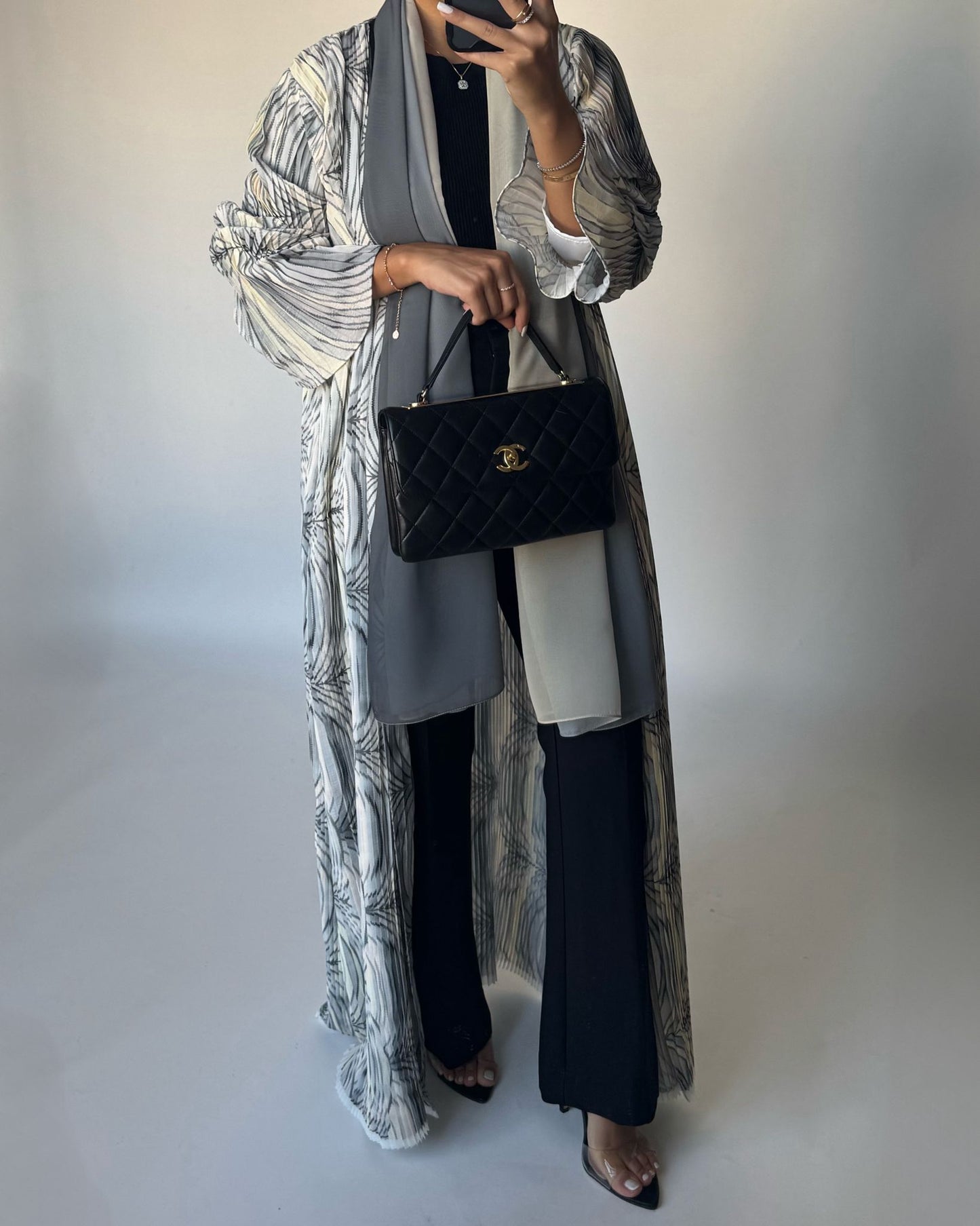 A457 - Pleated Summary Abaya with Ombre Head Scarf