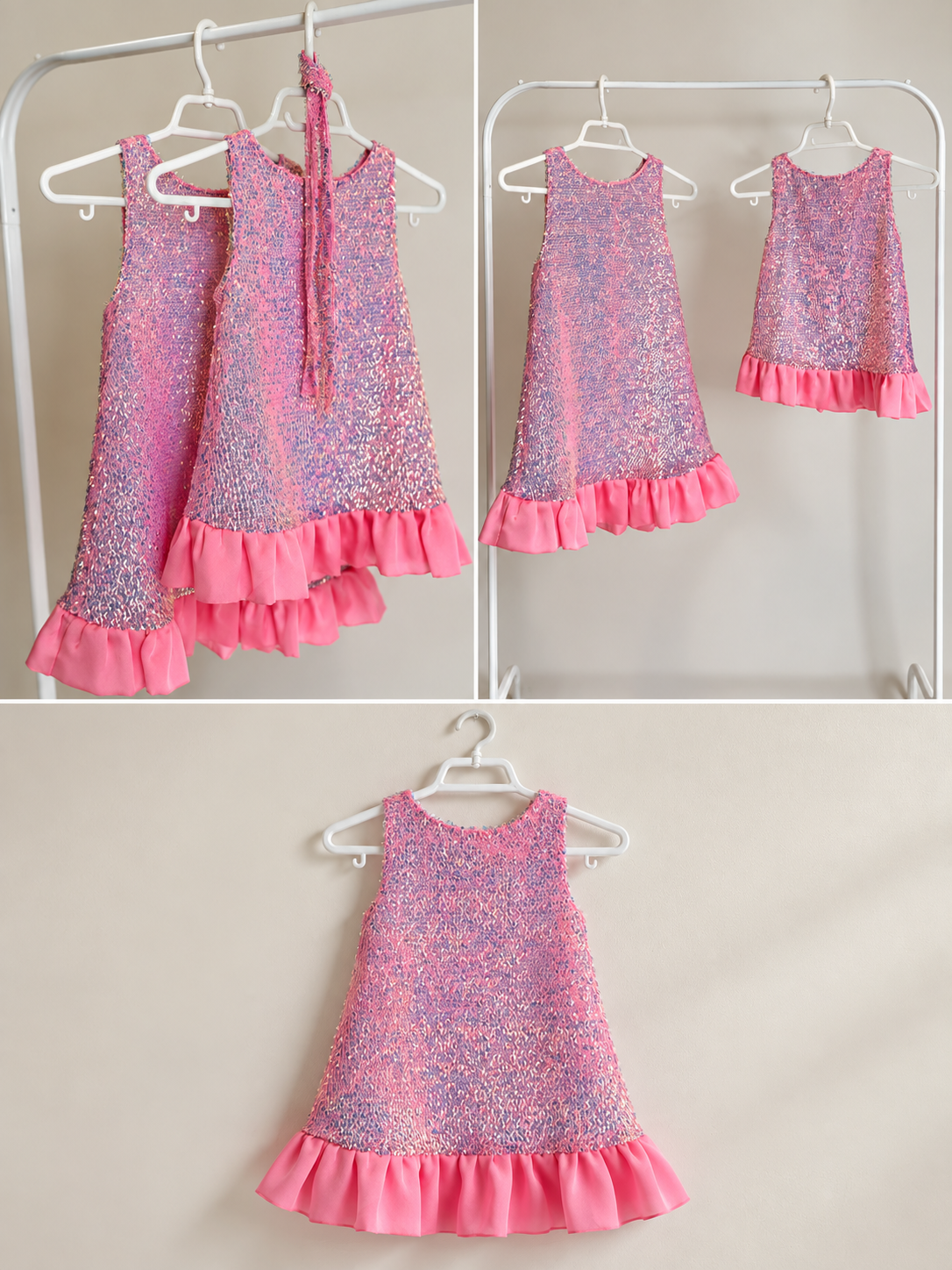 A659 - KIDS Pink Sparkle Dress & Matching Head Band