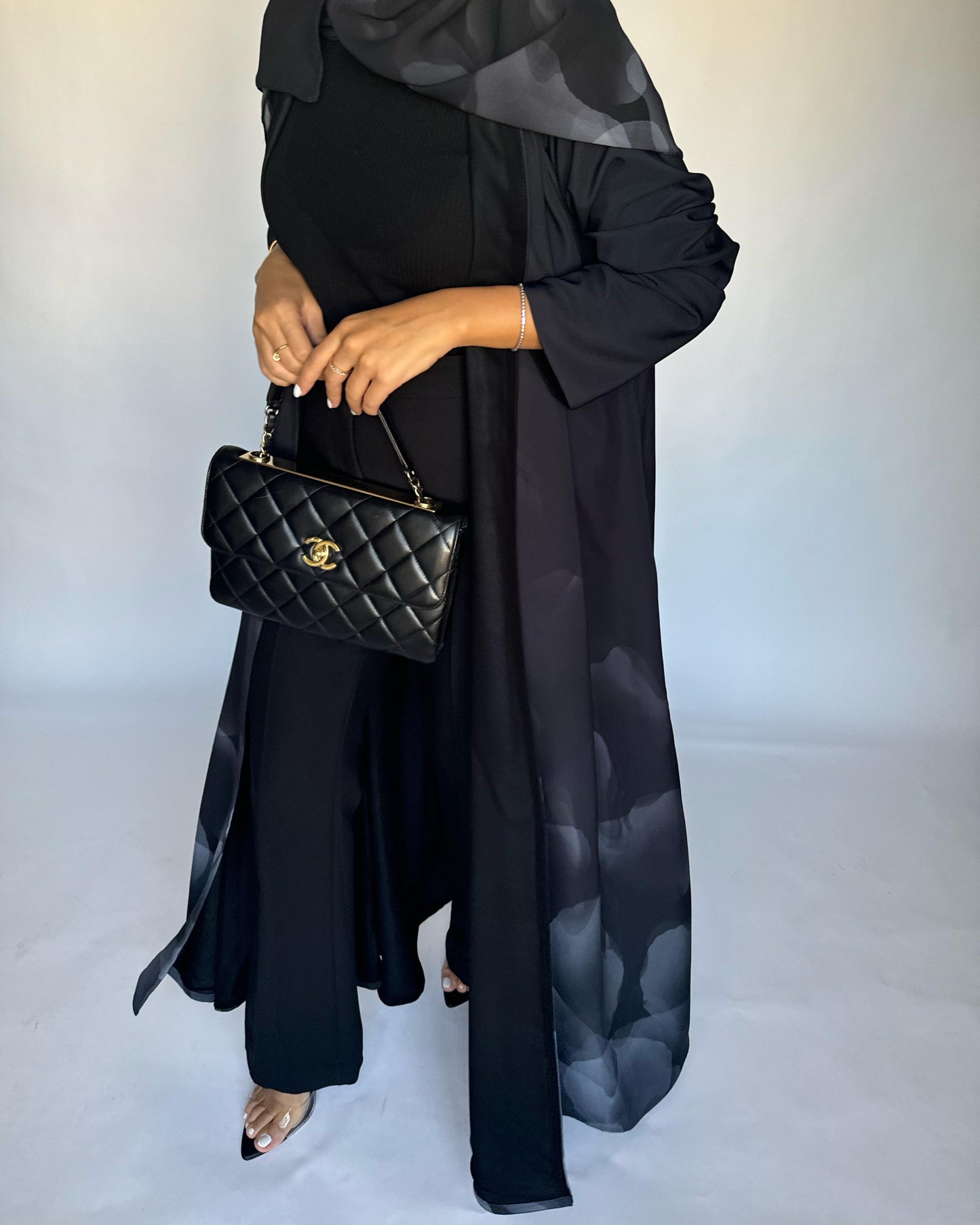 A268 -  Black & Gray Daily Abaya (READY TO SHIP)