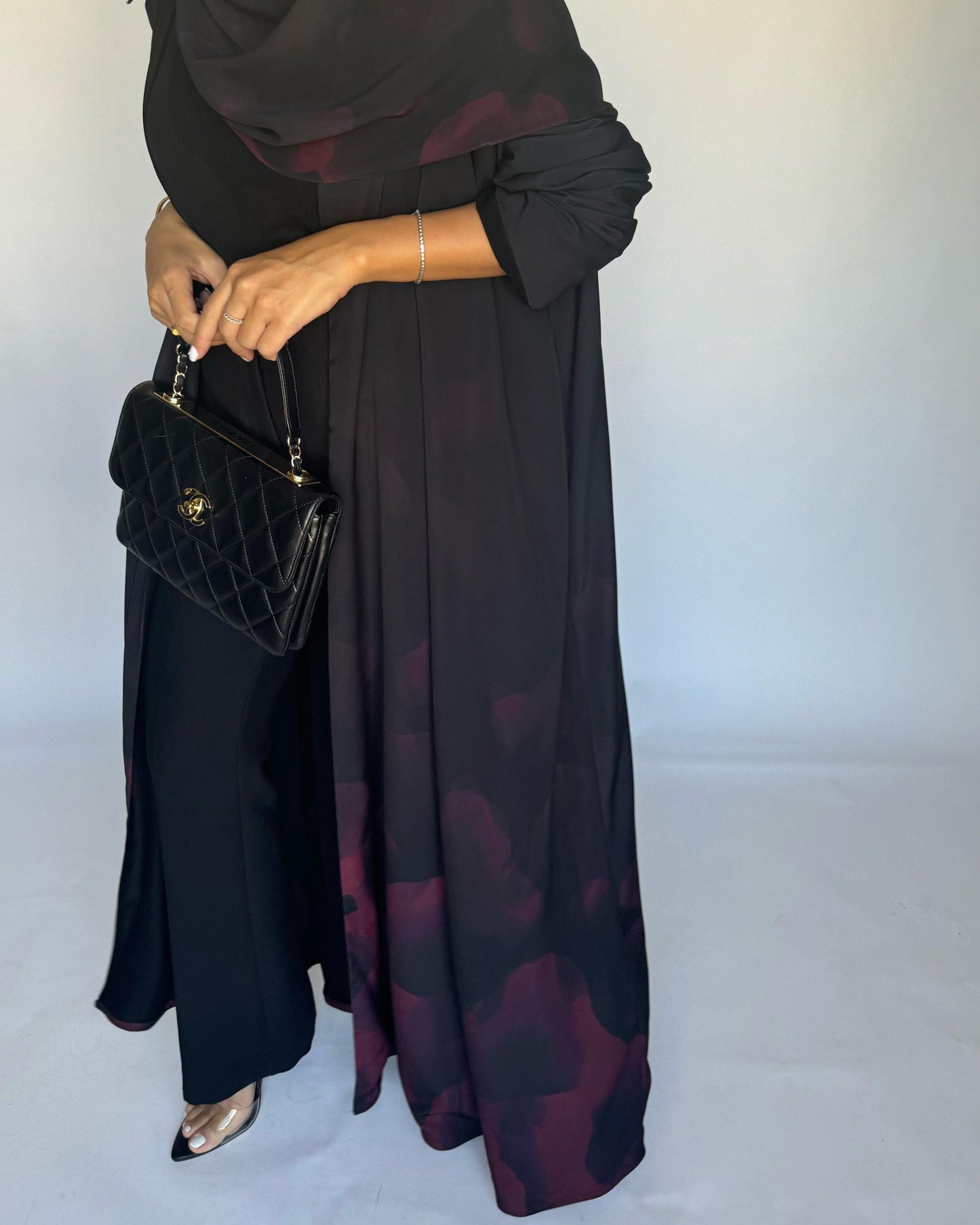 A267 -  Black & Maroon Daily Abaya (READY TO SHIP)