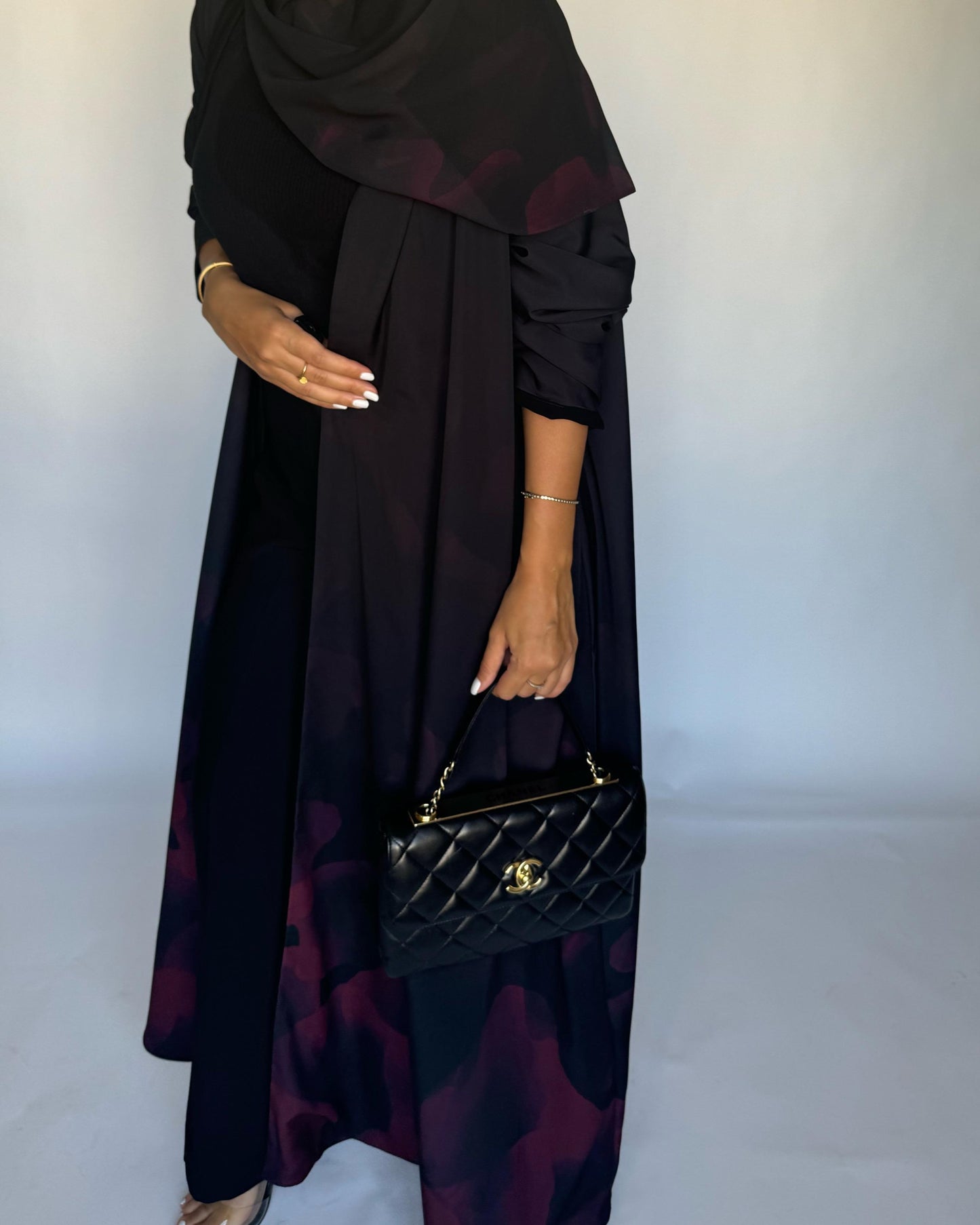 A267 -  Black & Maroon Daily Abaya (READY TO SHIP)