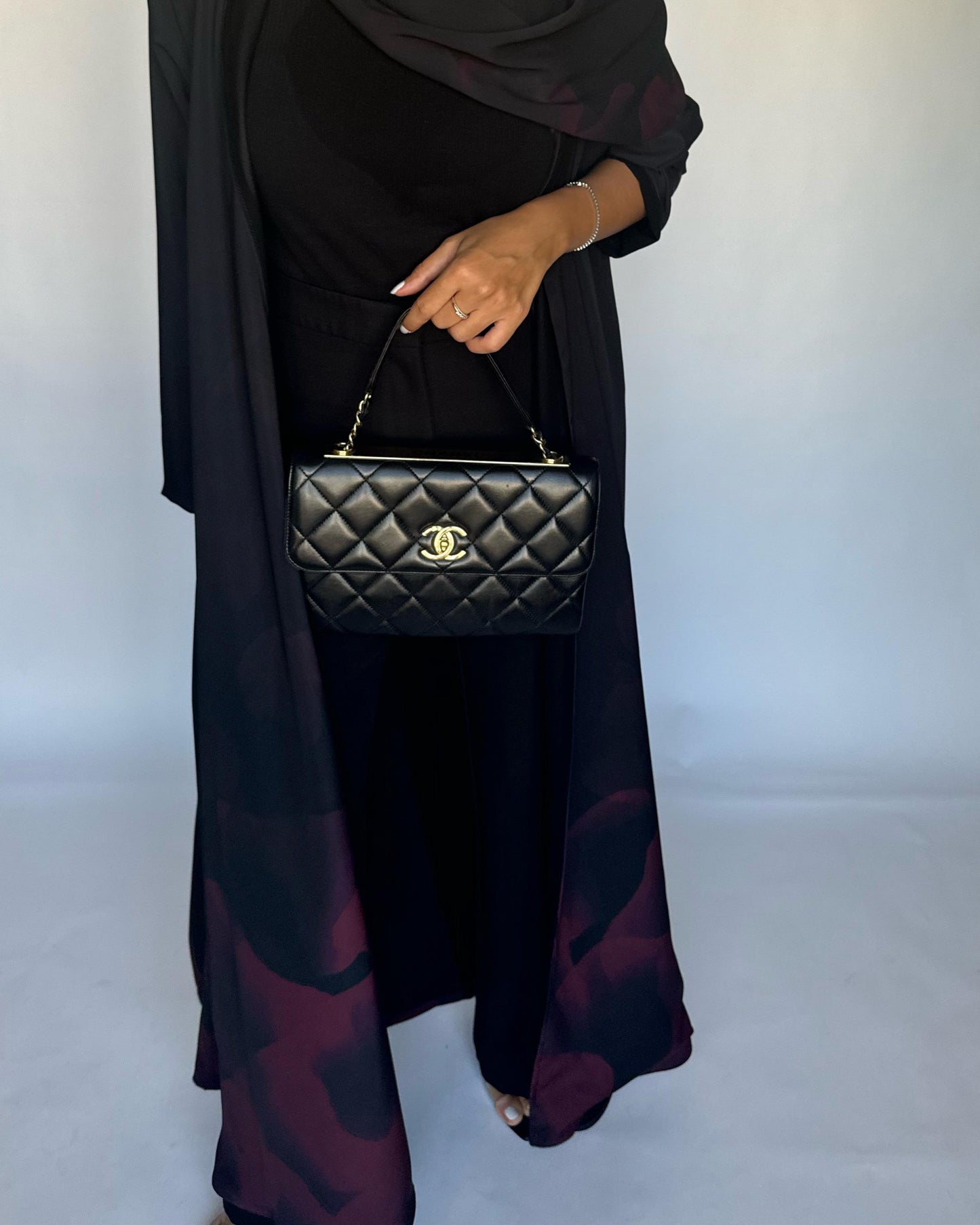 A267 -  Black & Maroon Daily Abaya (READY TO SHIP)