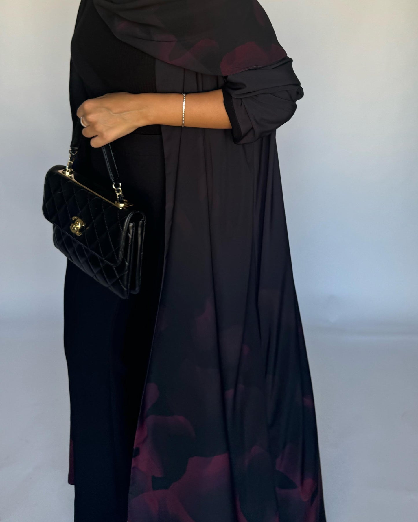 A267 -  Black & Maroon Daily Abaya (READY TO SHIP)