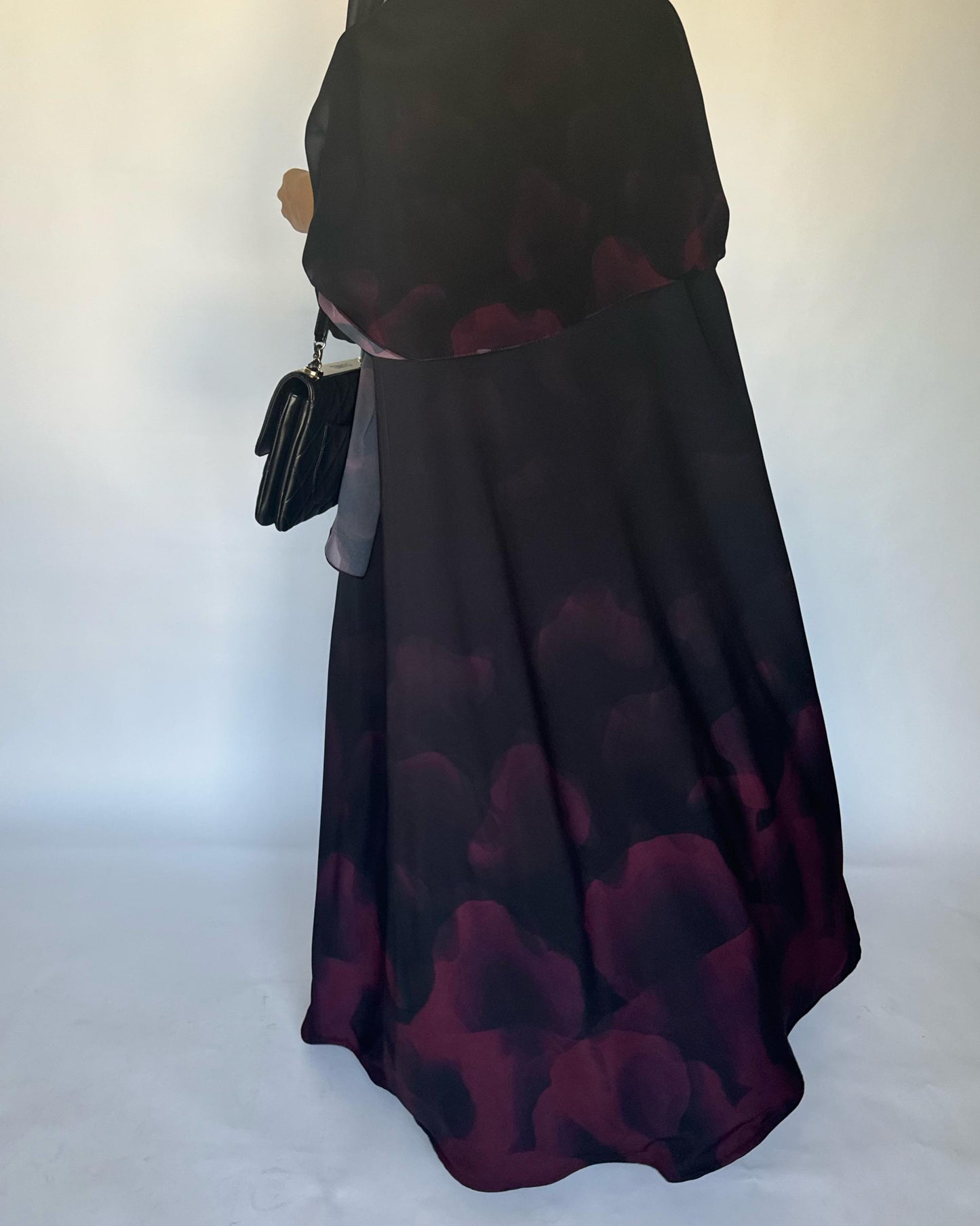 A267 -  Black & Maroon Daily Abaya (READY TO SHIP)
