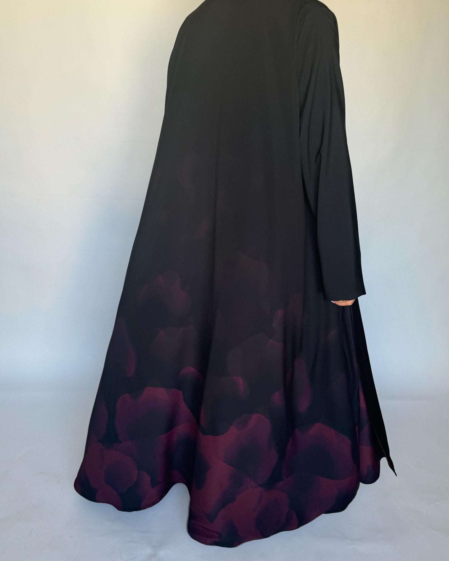 A267 -  Black & Maroon Daily Abaya (READY TO SHIP)
