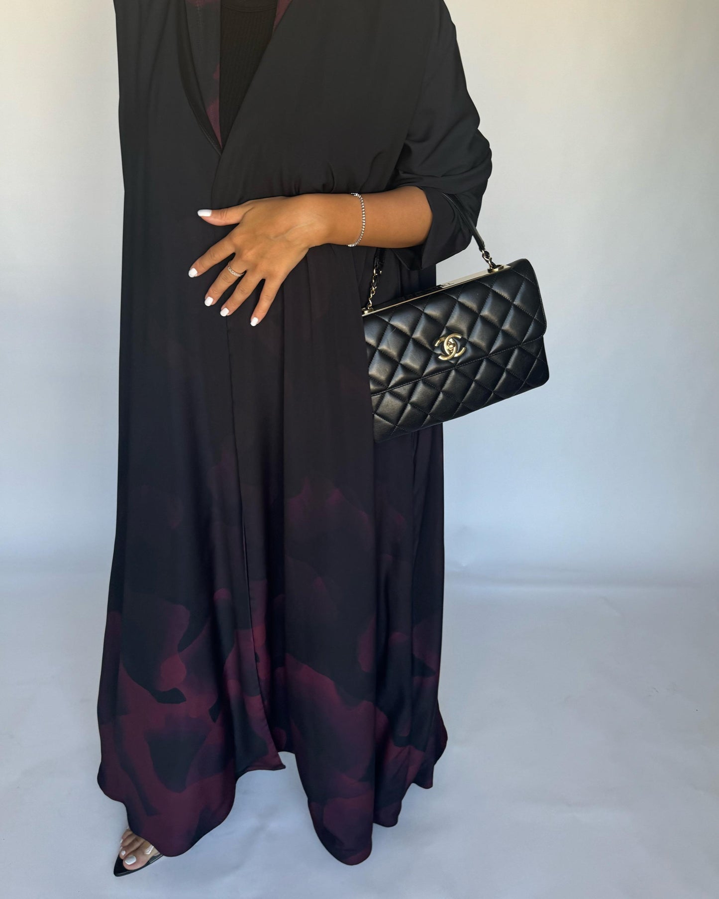 A267 -  Black & Maroon Daily Abaya (READY TO SHIP)