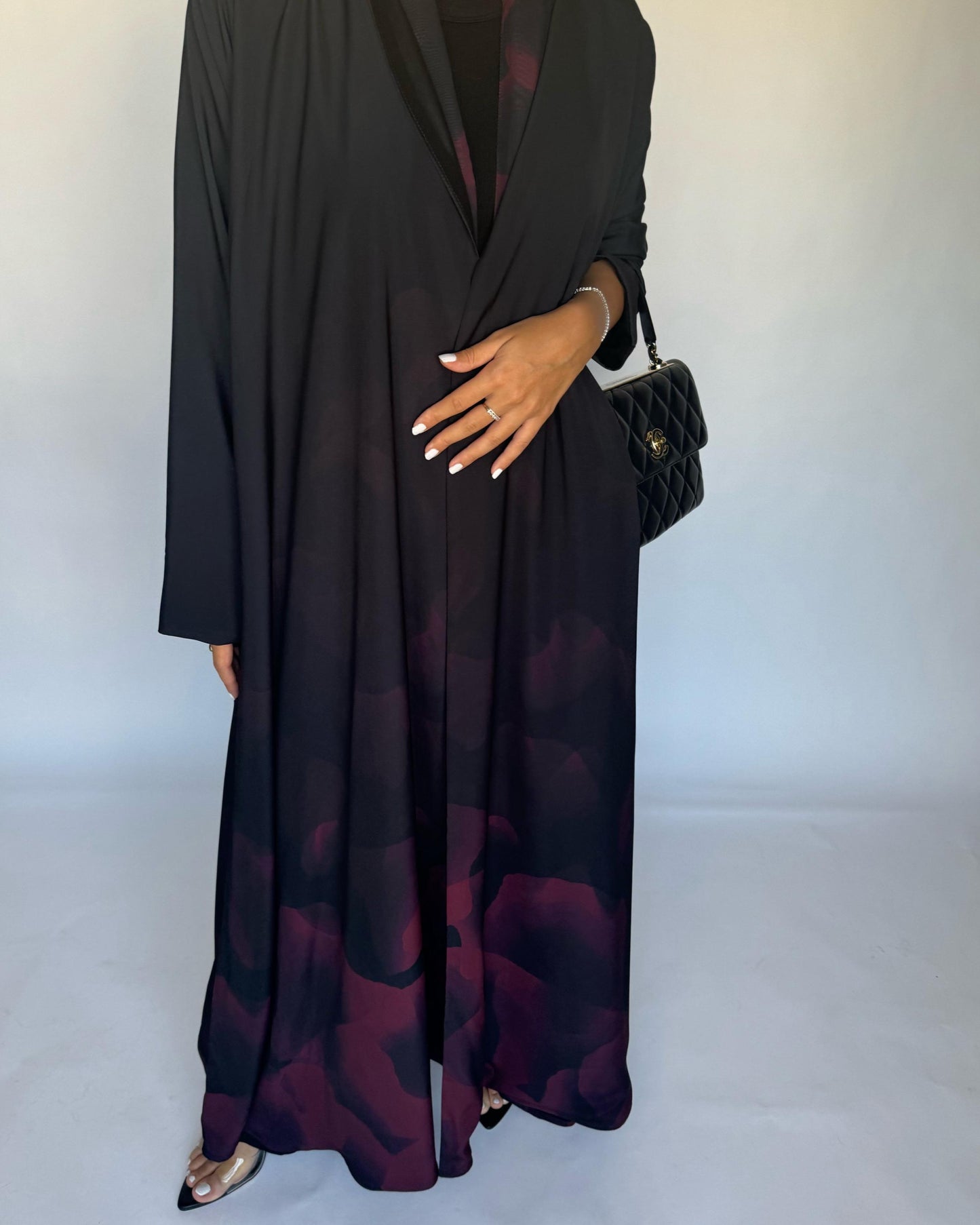 A267 -  Black & Maroon Daily Abaya (READY TO SHIP)