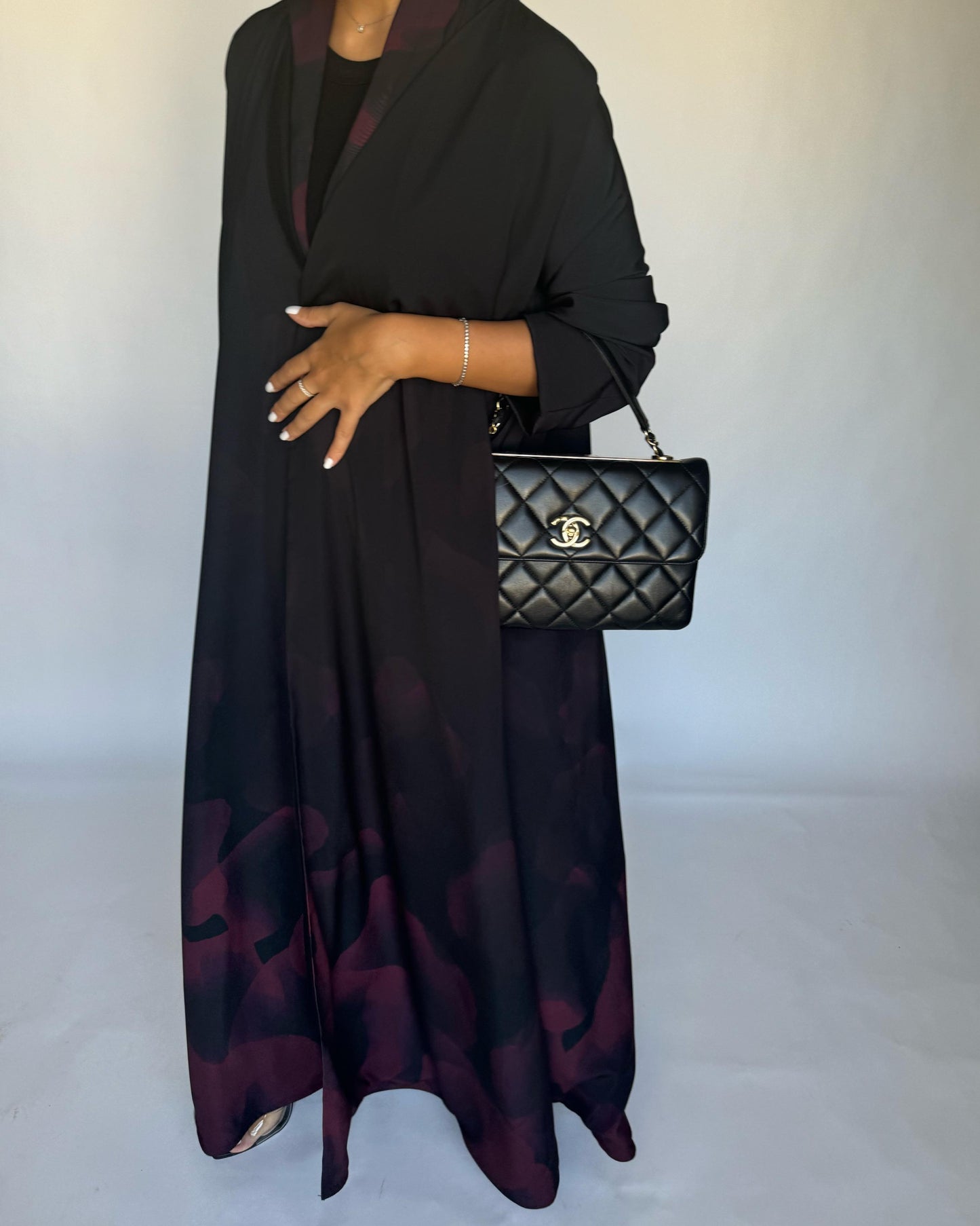 A267 -  Black & Maroon Daily Abaya (READY TO SHIP)