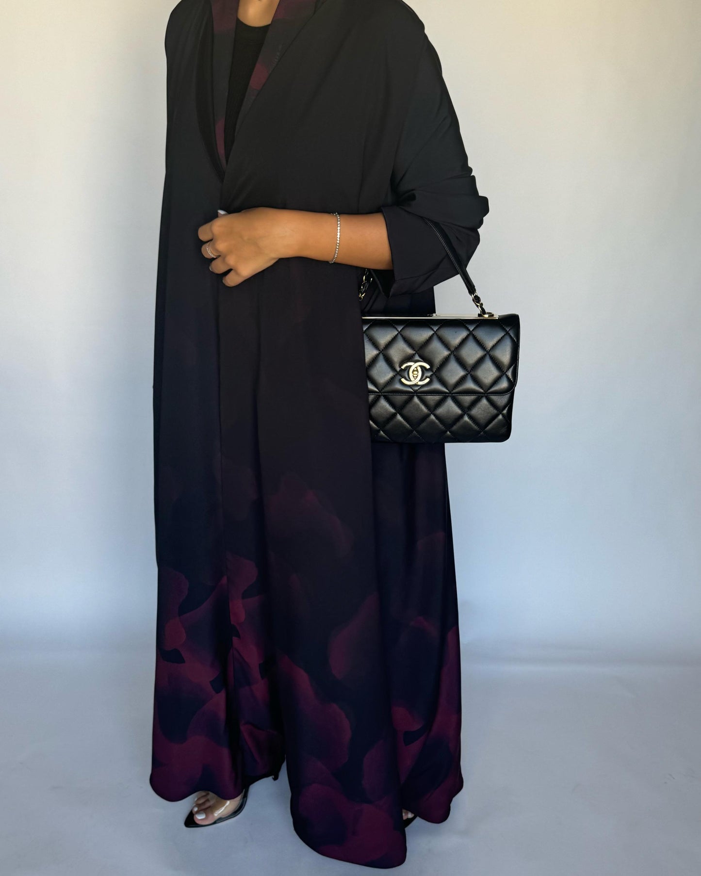 A267 -  Black & Maroon Daily Abaya (READY TO SHIP)