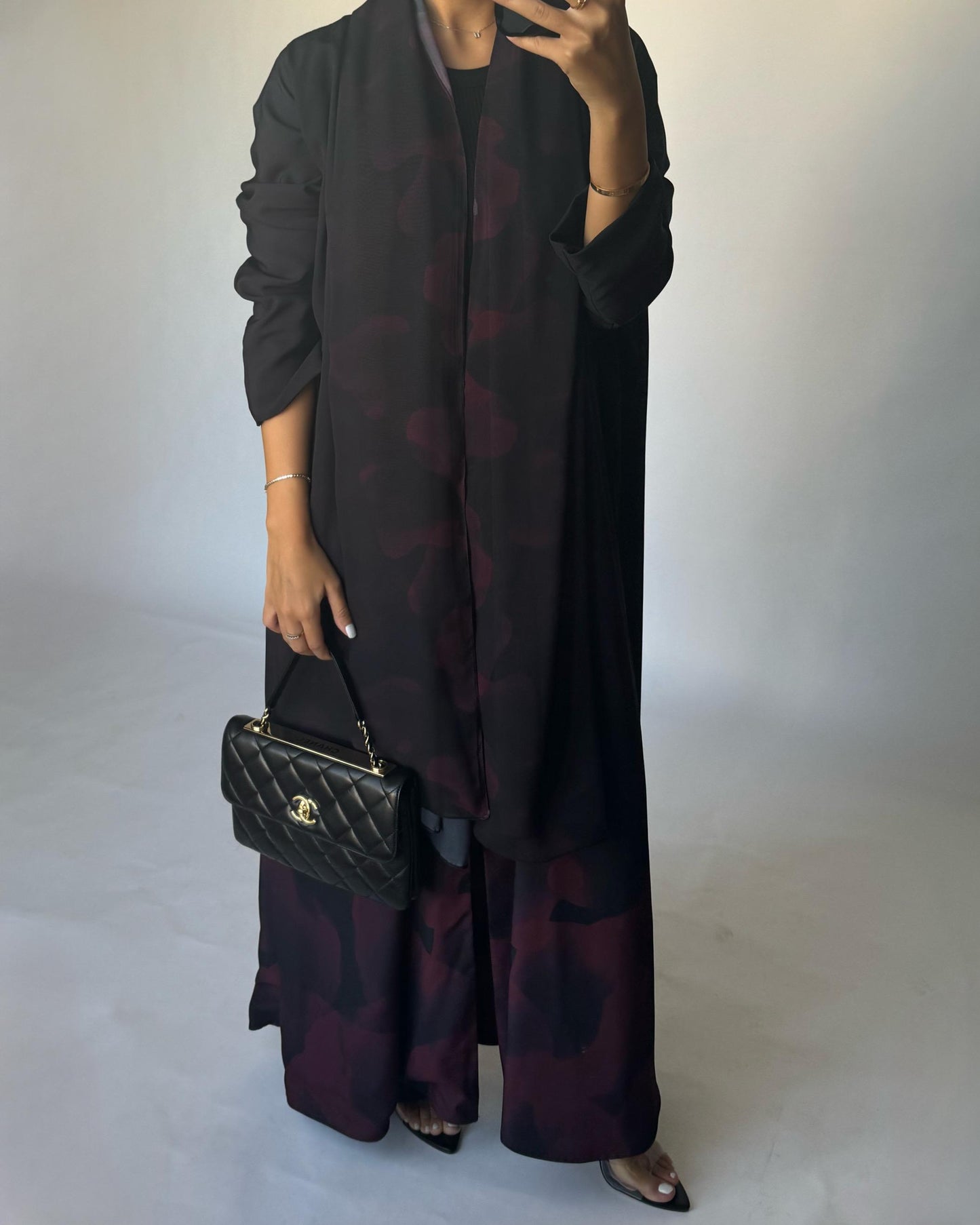 A267 -  Black & Maroon Daily Abaya (READY TO SHIP)
