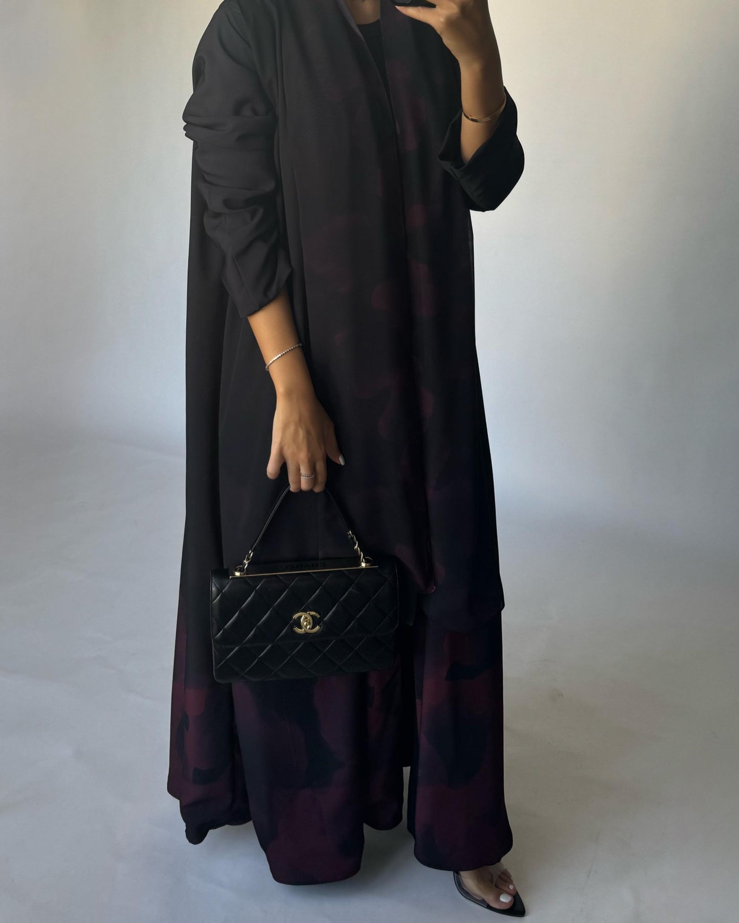 A267 -  Black & Maroon Daily Abaya (READY TO SHIP)
