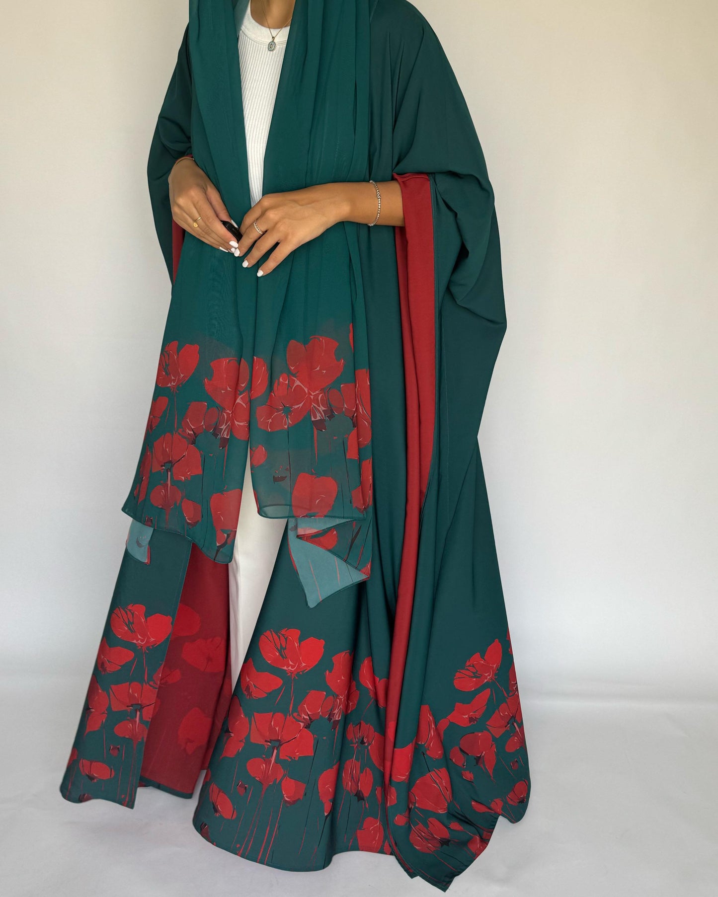A273 - Blue & Red Flower Abaya