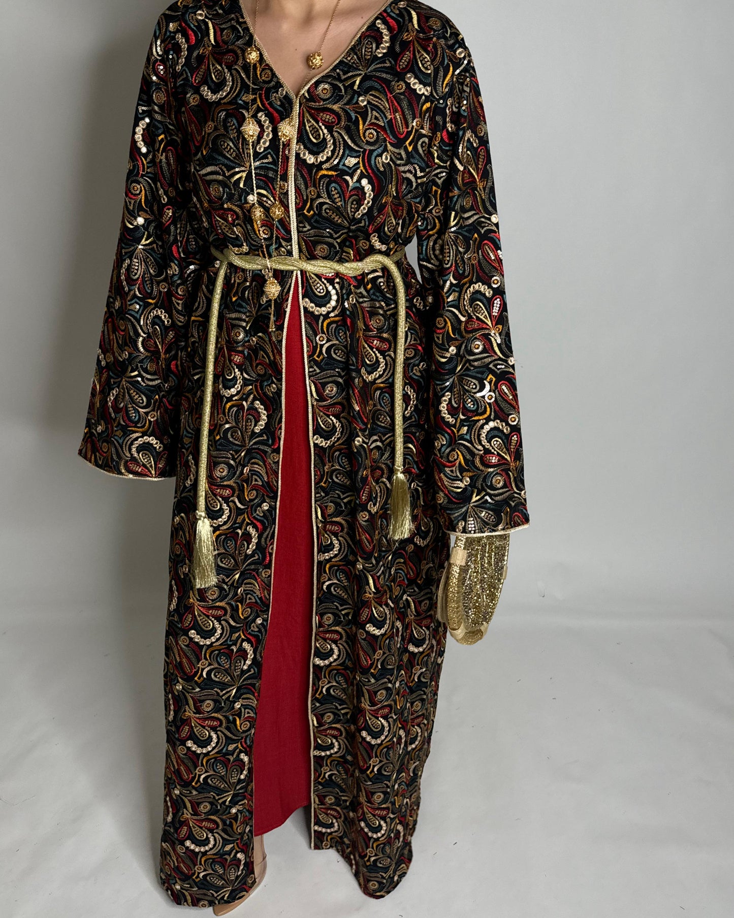 A347 - Ramadan/Eid Embroidered Pattern Jalabiya Set (READY TO SHIP)
