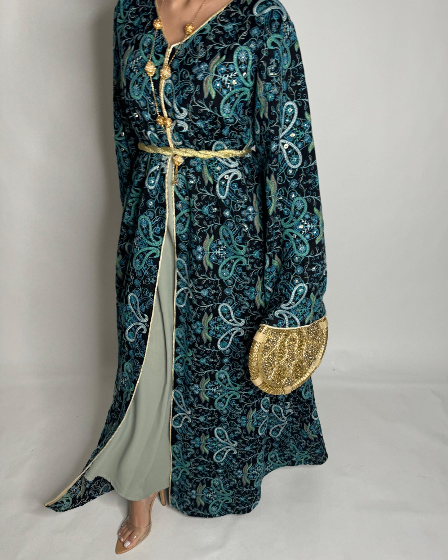 A356- Ramadan/Eid Embroidered Pattern Jalabiya Set (READY TO SHIP)