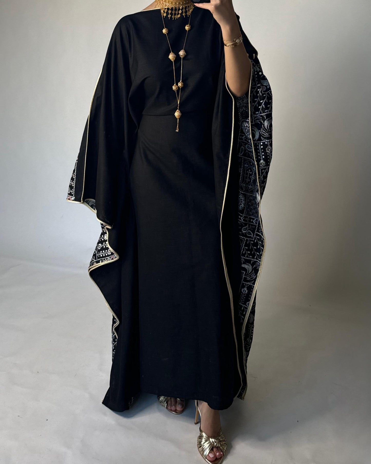 A362 - Black Embroidered Jalabiya (READY TO SHIP)