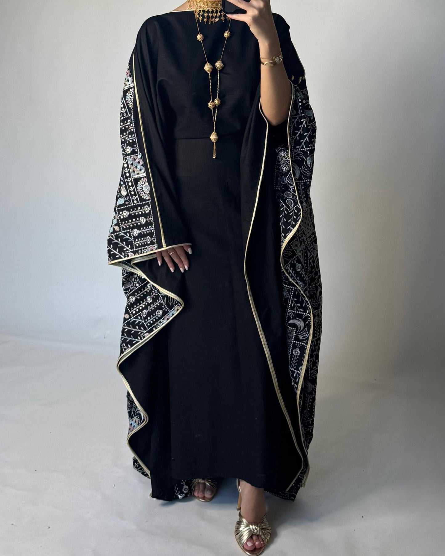 A362 - Black Embroidered Jalabiya (READY TO SHIP)