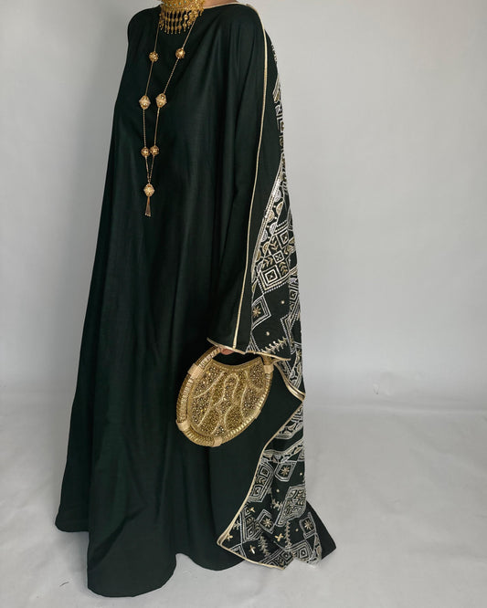 A361 - Green Embroidered Jalabiya (READY TO SHIP)