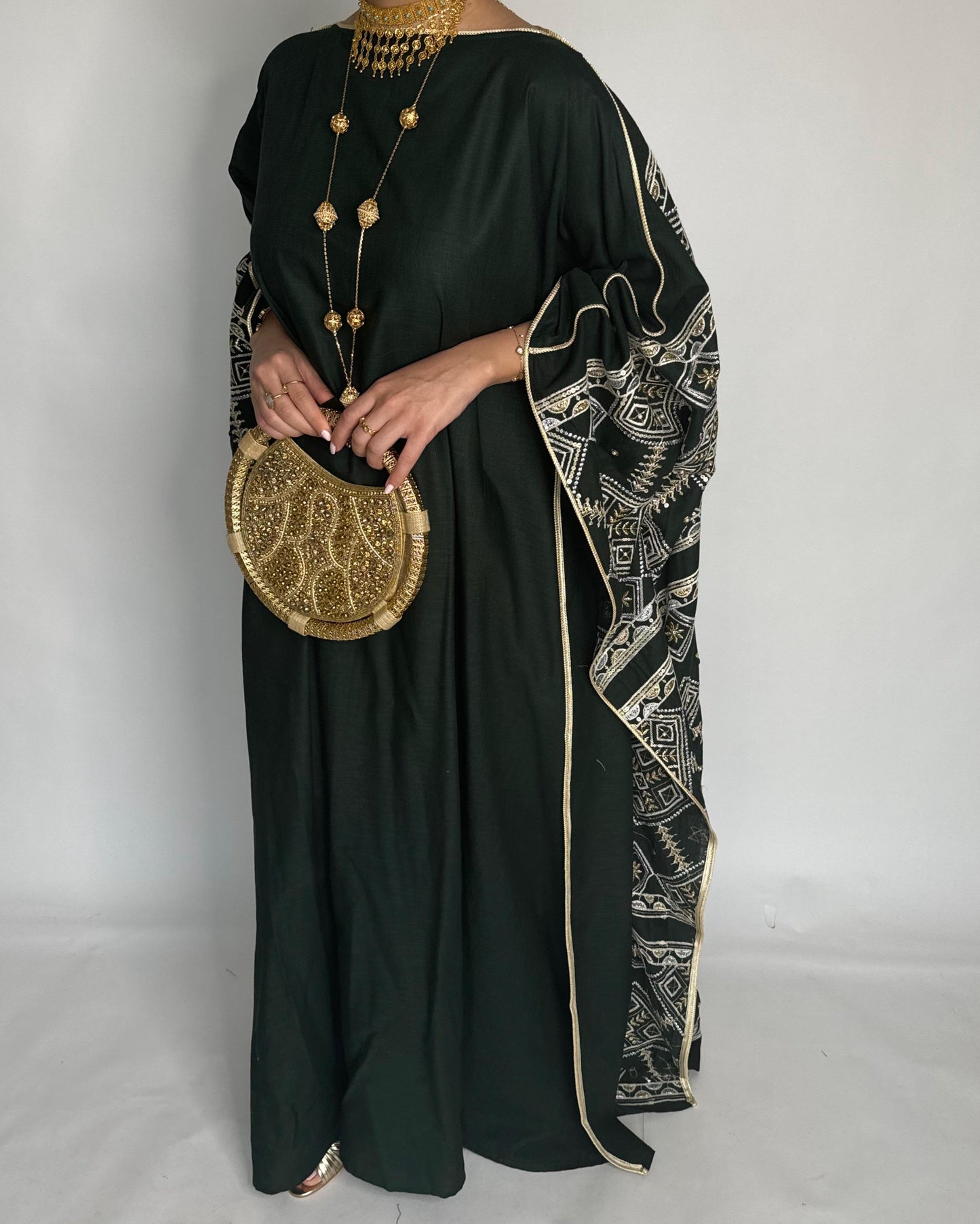 A361 - Green Embroidered Jalabiya (READY TO SHIP)