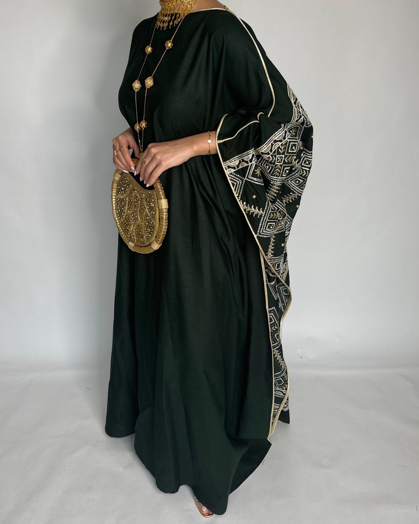 A361 - Green Embroidered Jalabiya (READY TO SHIP)