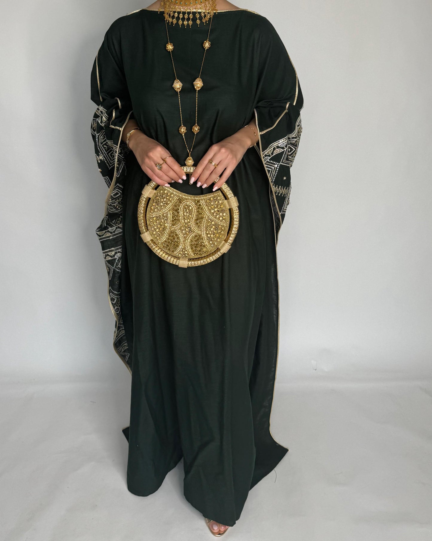 A361 - Green Embroidered Jalabiya (READY TO SHIP)