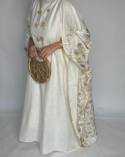 A367 - OffWhite Embroidered Jalabiya (READY TO SHIP)