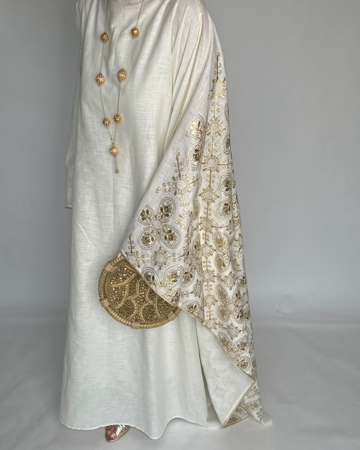 A367 - OffWhite Embroidered Jalabiya (READY TO SHIP)