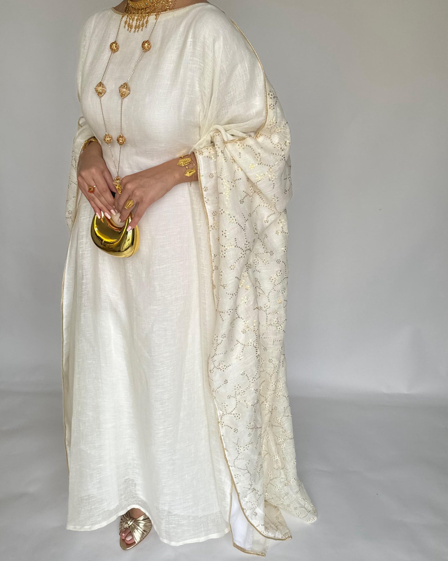 A378 - OffWhite Embroidered Jalabiya (READY TO SHIP)