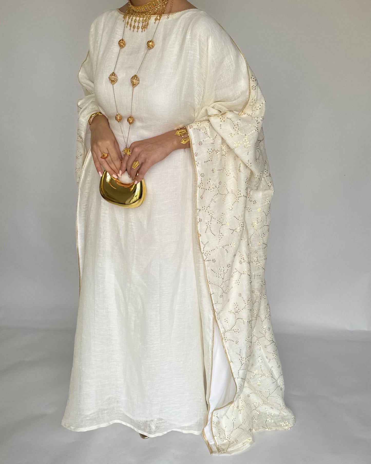 A378 - OffWhite Embroidered Jalabiya (READY TO SHIP)