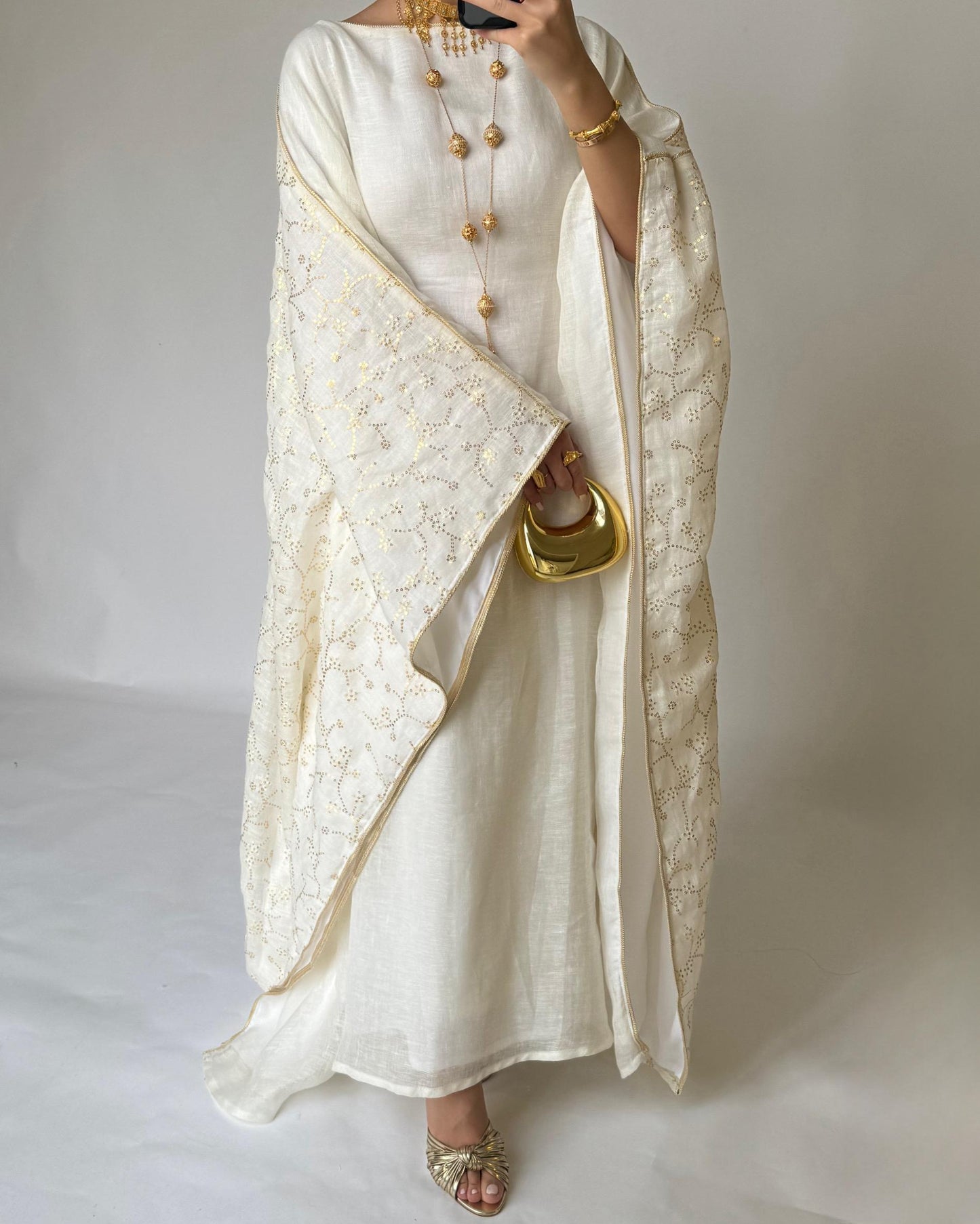 A378 - OffWhite Embroidered Jalabiya (READY TO SHIP)