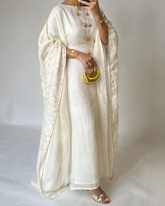 A378 - OffWhite Embroidered Jalabiya (READY TO SHIP)
