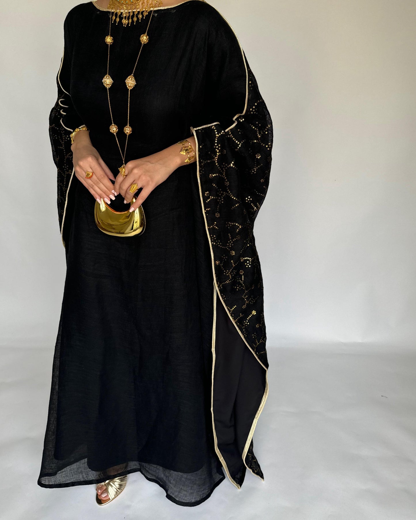 A379 - Black Embroidered Jalabiya (READY TO SHIP)