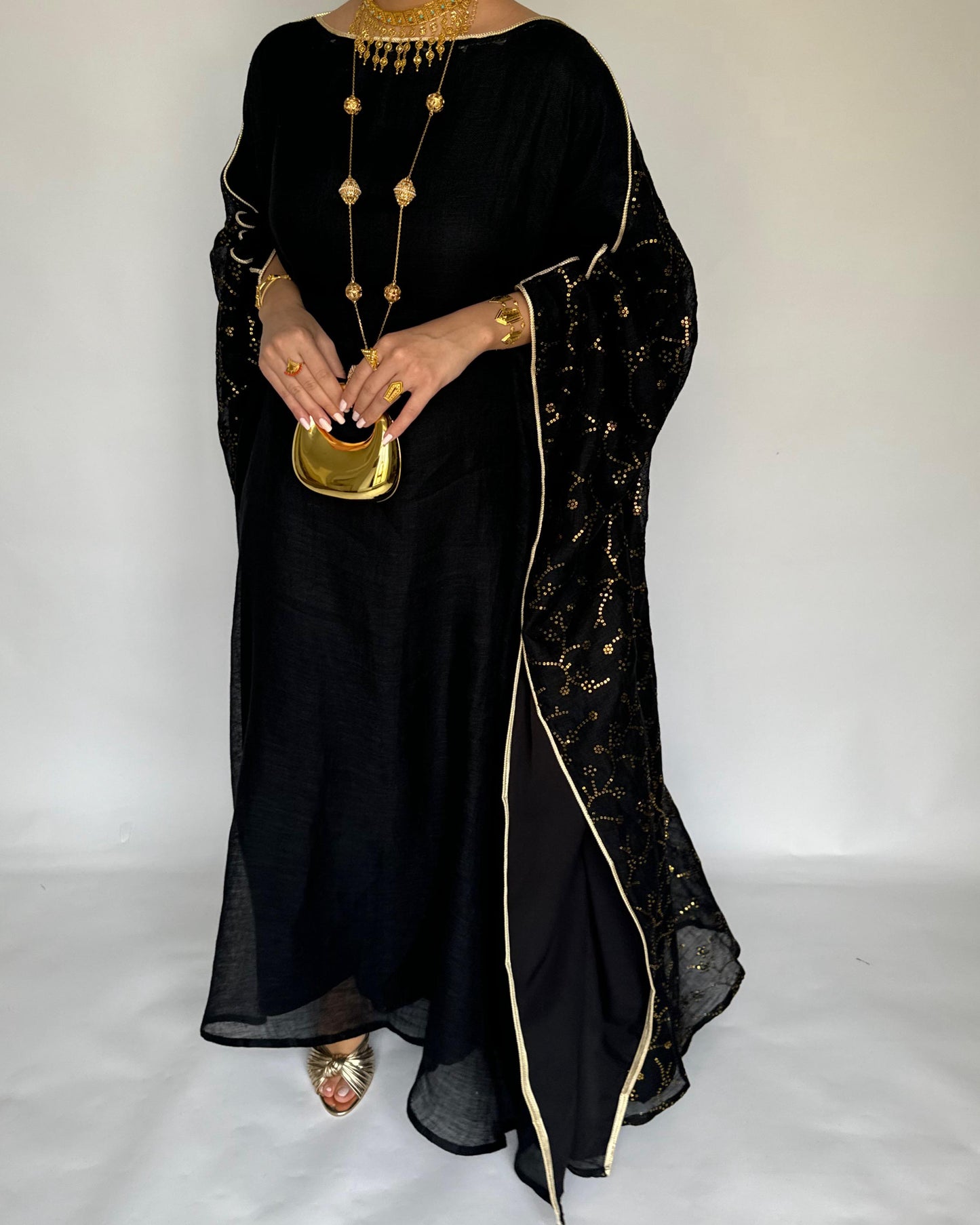 A379 - Black Embroidered Jalabiya (READY TO SHIP)